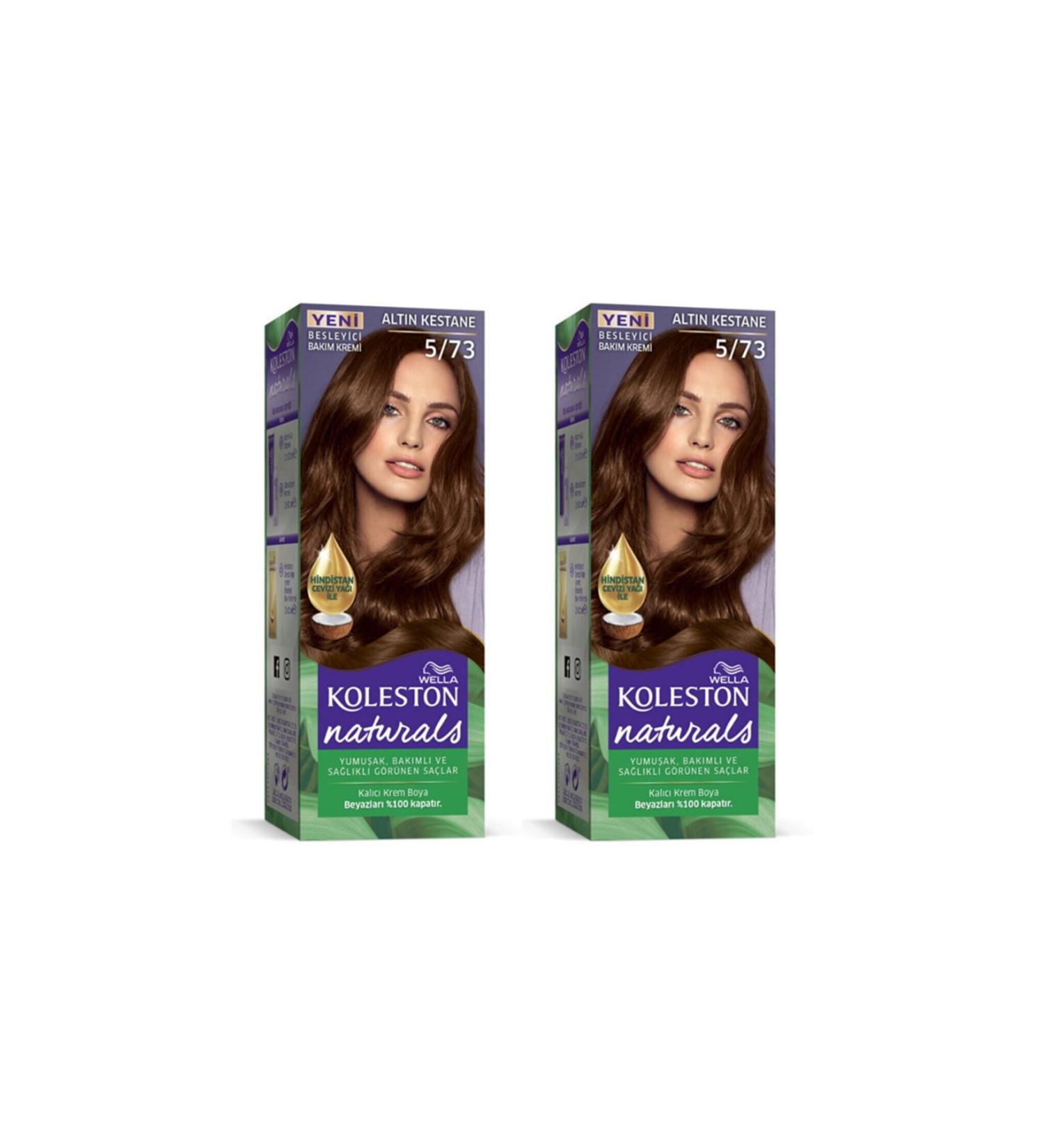Wella Koleston Naturals Hair Dye 5/73 Golden Chestnut 2 Pieces