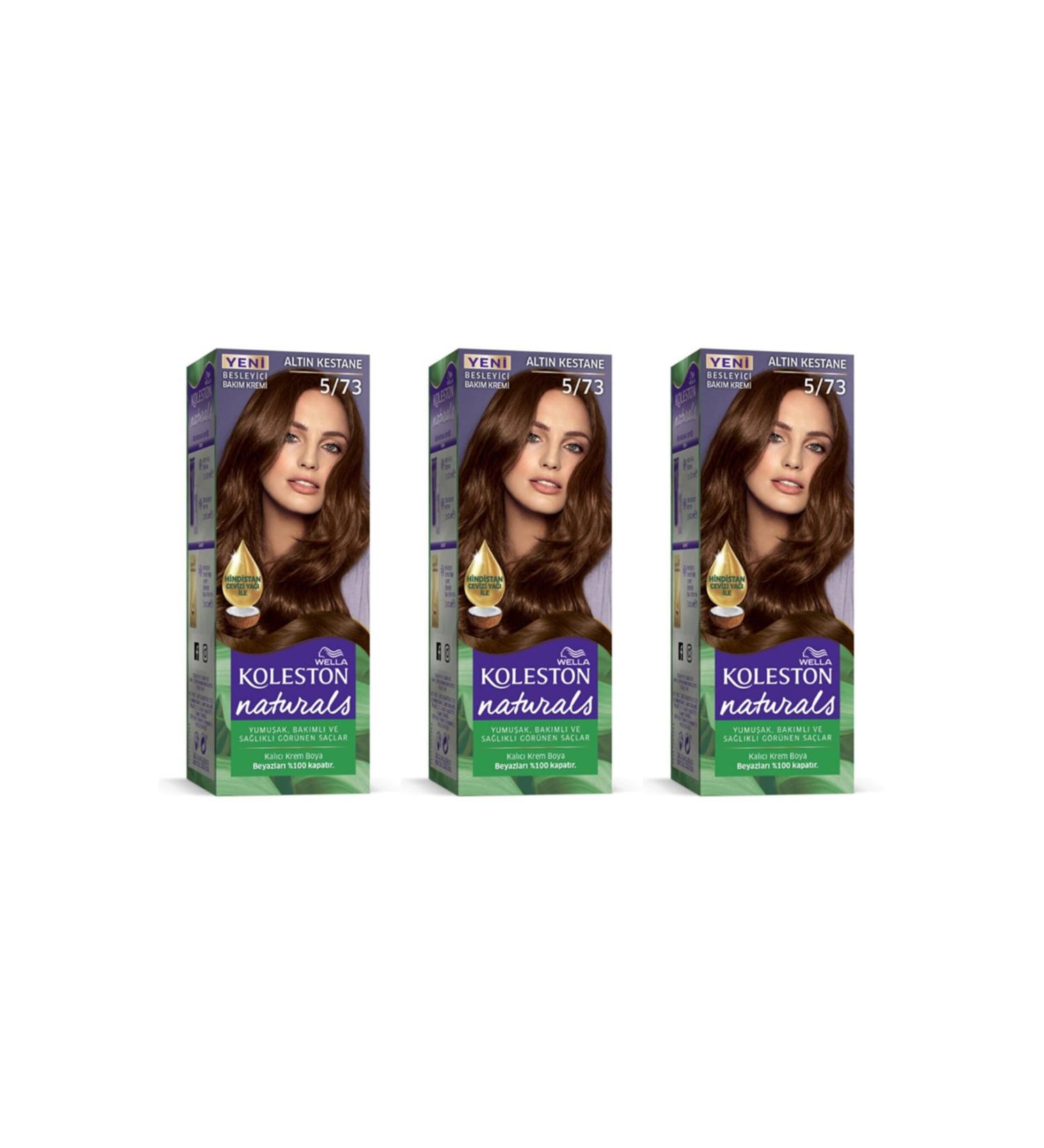 Wella Koleston Naturals Hair Dye 5/73 Golden Chestnut 3 Pieces