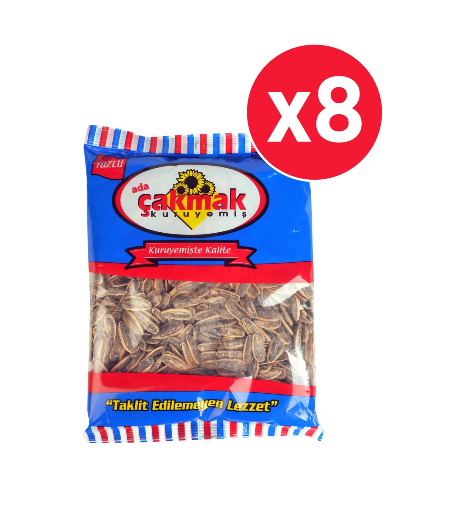 ADA AKMAK NUTS Sunflower Seeds 250 Gr Salted Black X 8 Pieces