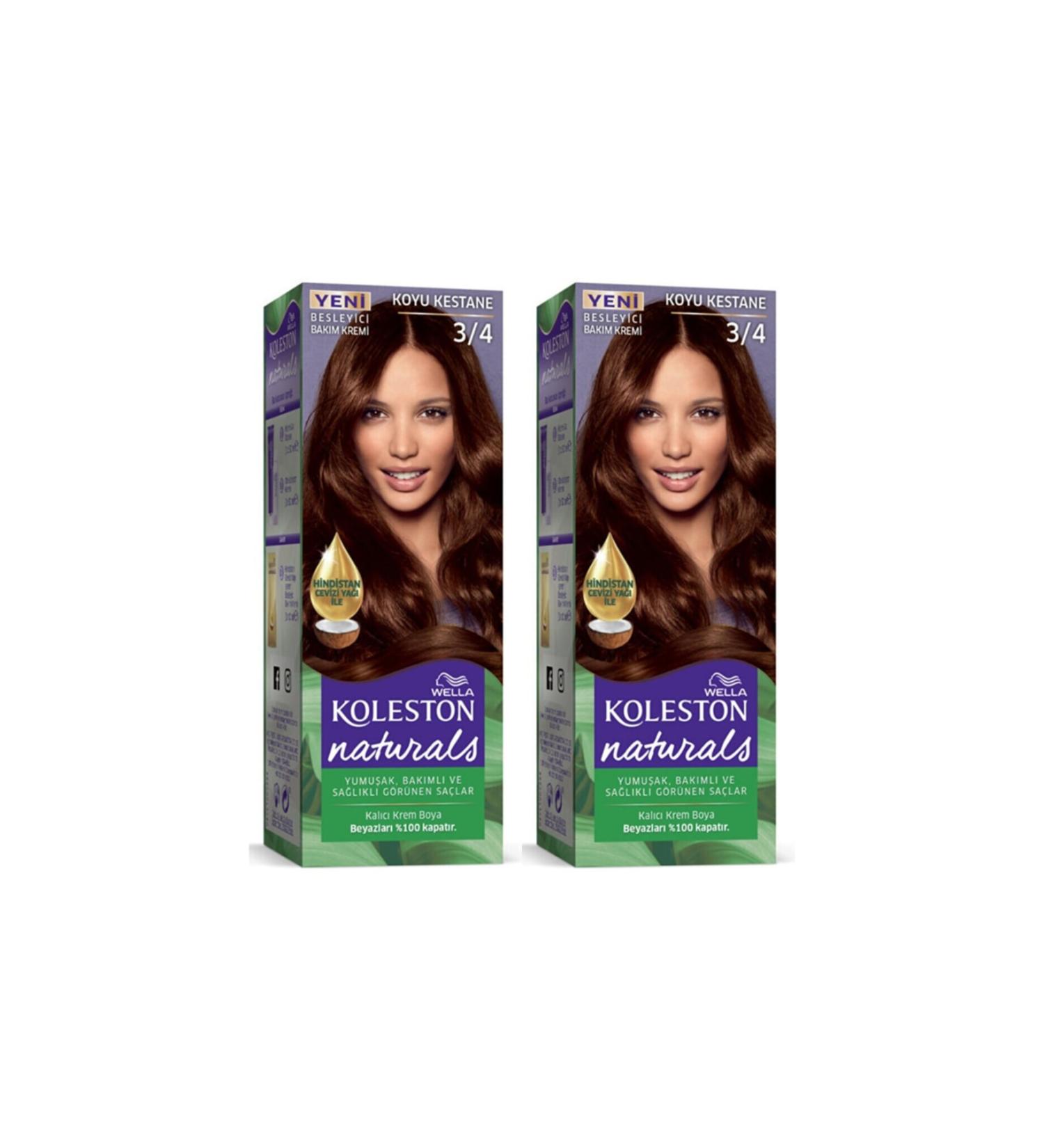 Wella Koleston Naturals Hair Dye 3/4 Dark Chestnut 2 Pieces