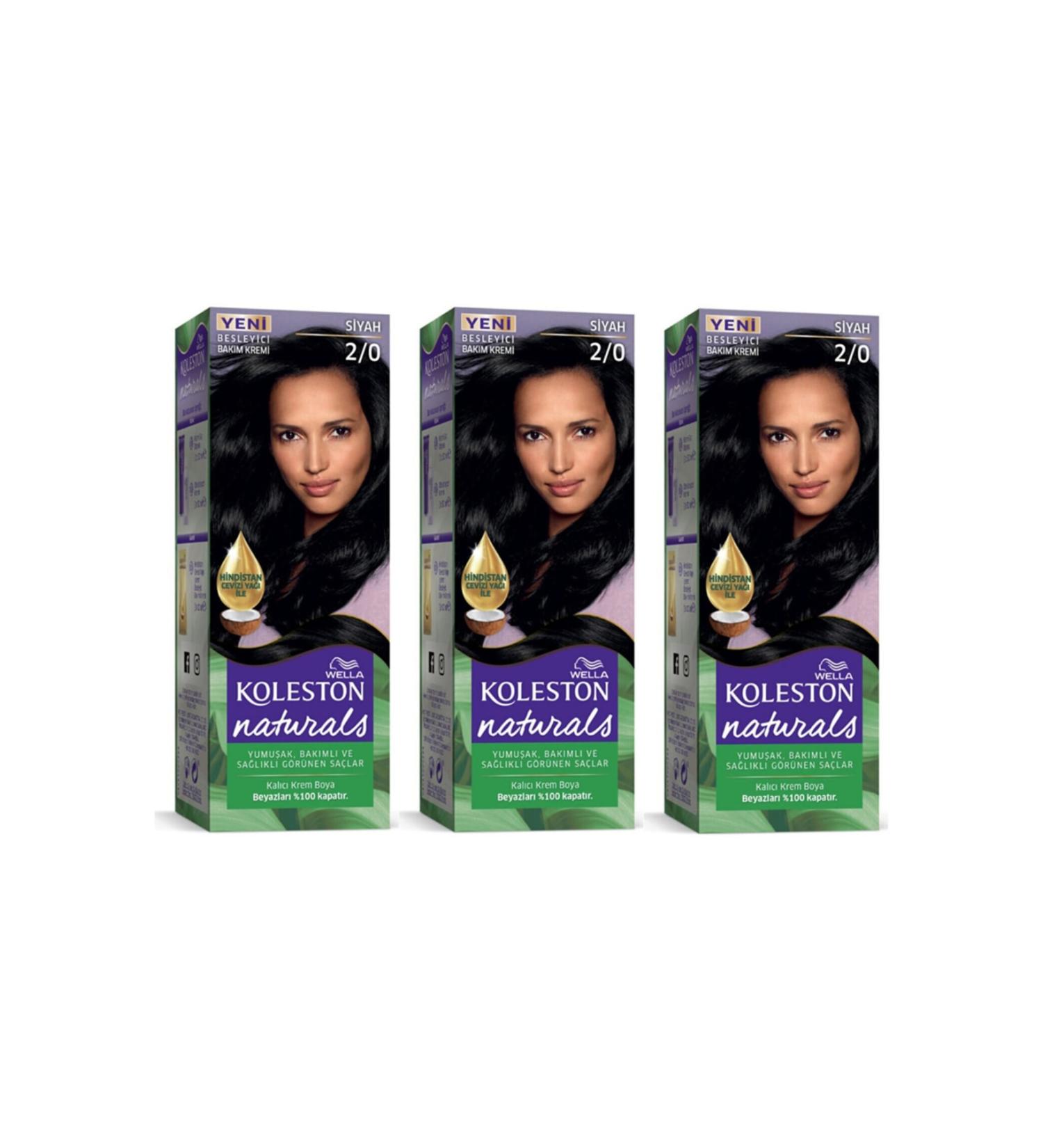 Wella Koleston Naturals Hair Dye 2/0 Black 3 Pieces - Buy Online on GoSupps.com