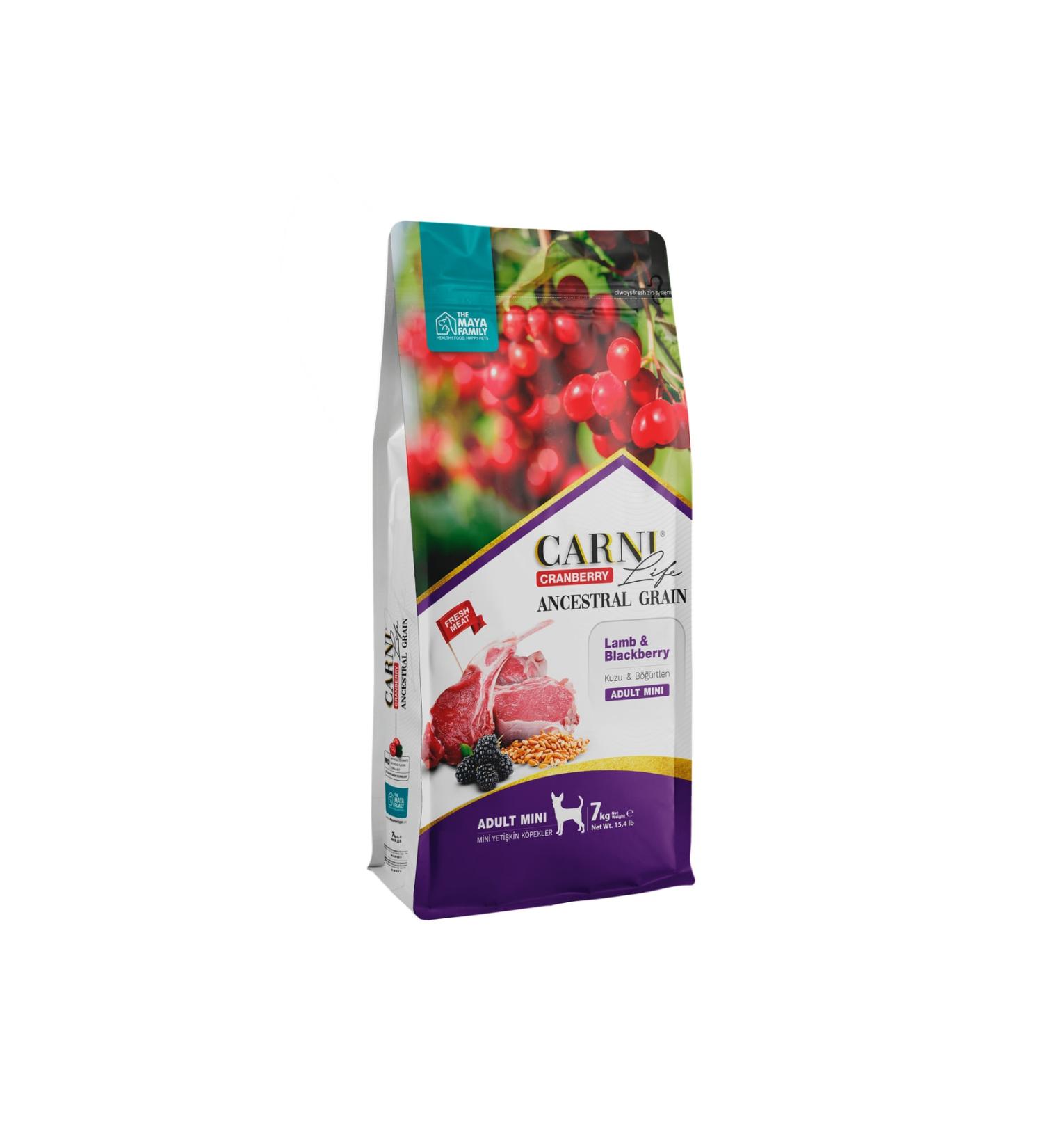 CARNI LIFE Cranberry Lamb Meat and Blackberry Mini Adult Dog Food 7 Kg
