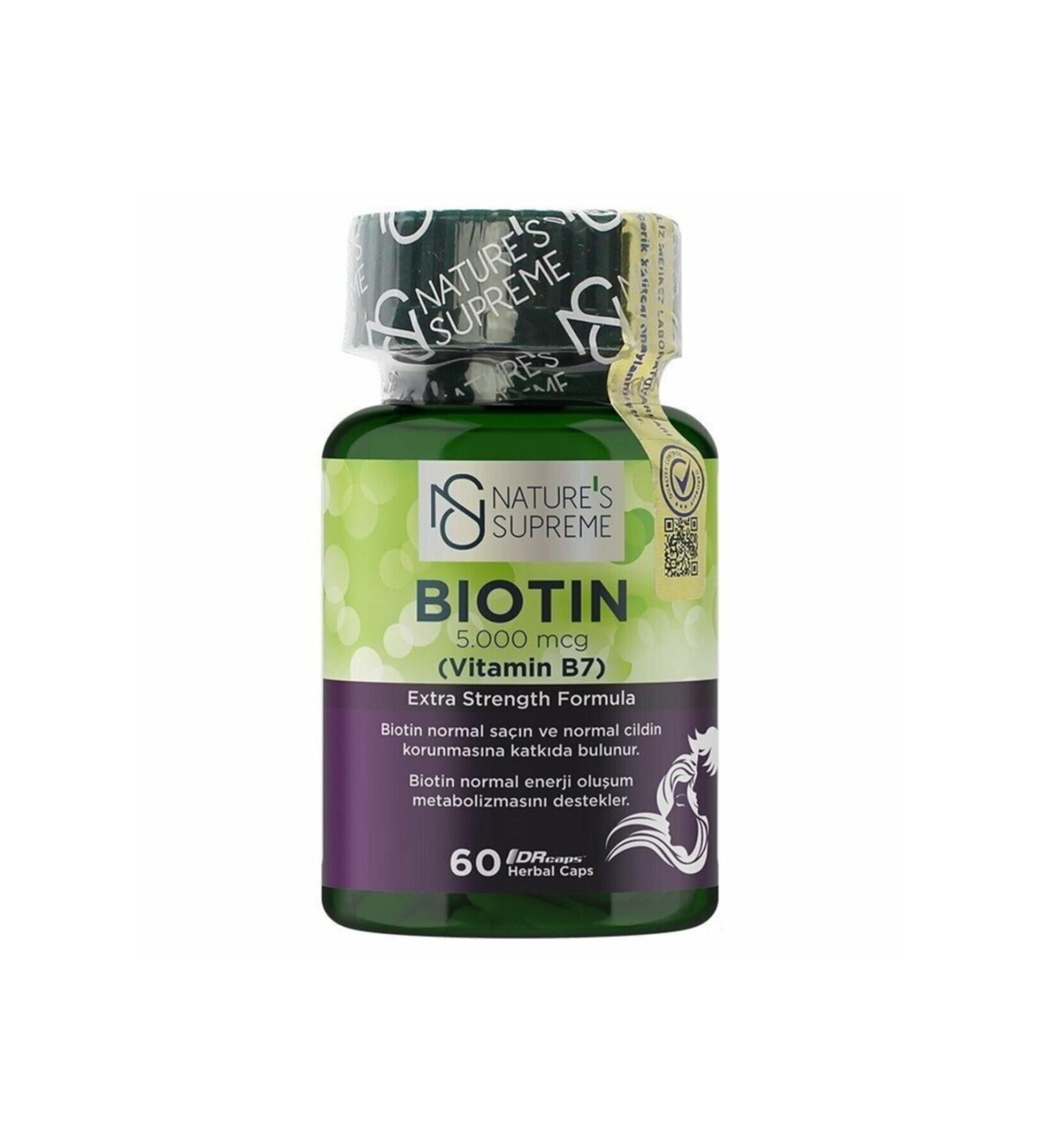 Natures Supreme Biotin 5000 Mcg 60 Capsules - Buy Online on GoSupps.com