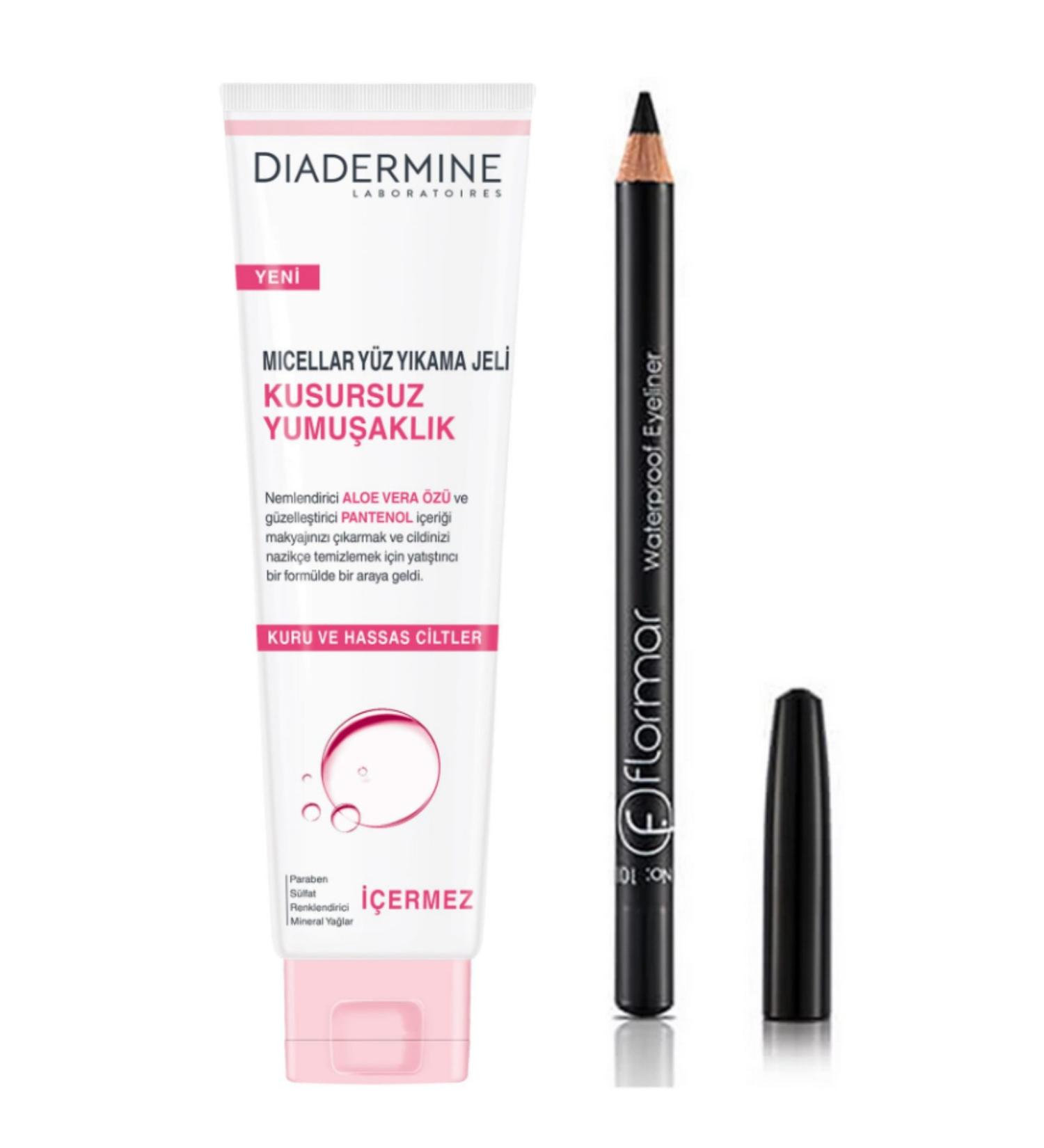 Diadermine Flawless Softness Face Wash Gel and Flormar Eye Pencil Black Eyeliner