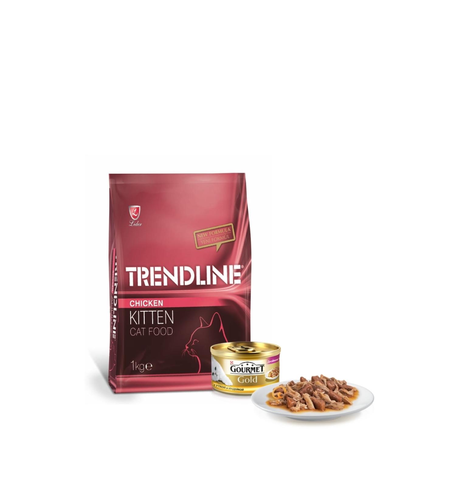 Trendline Chicken Kitten Food - 1 kg + Gourmet Gold 85 gr