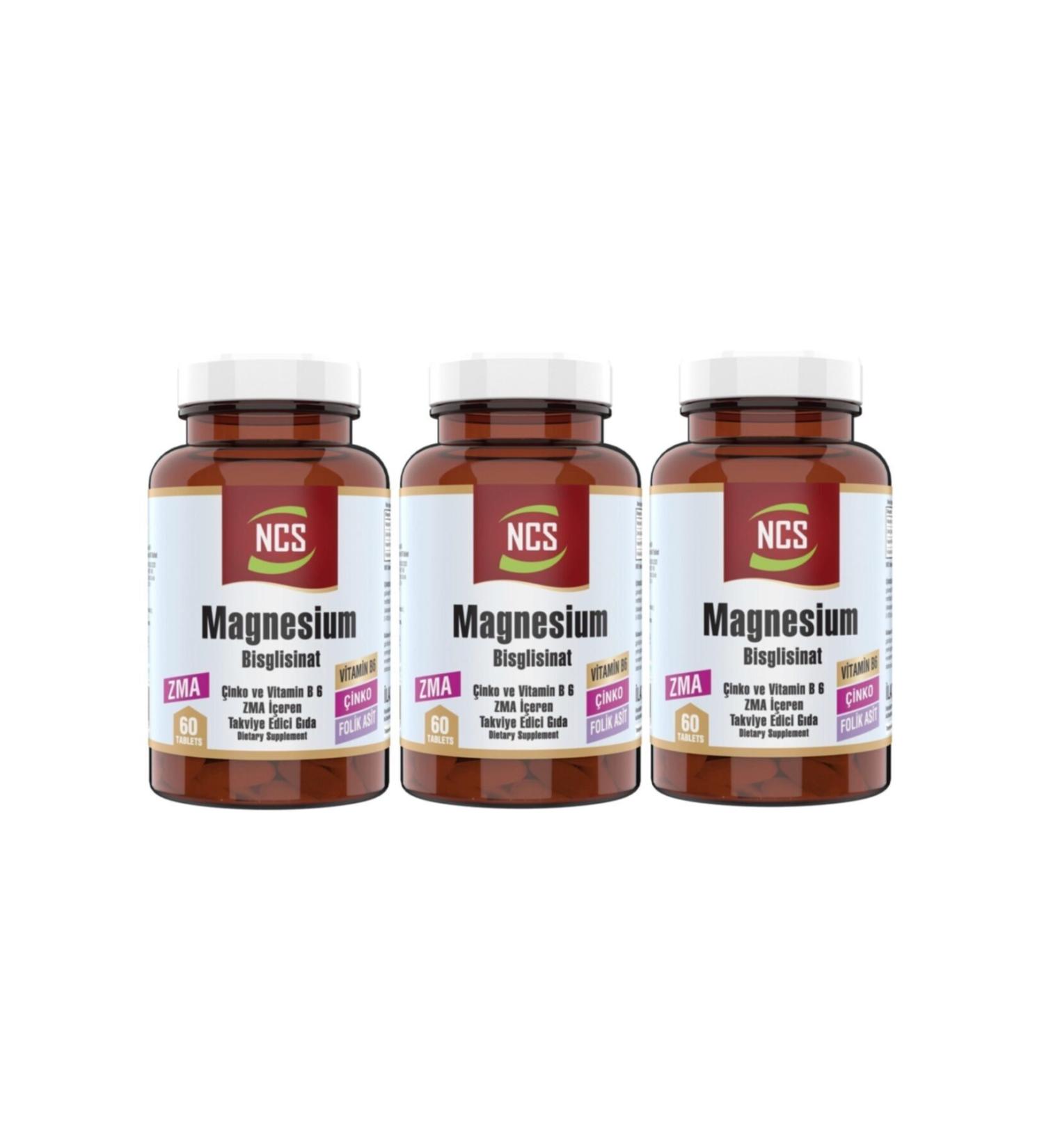 Ncs Zma 60 Tablets Zinc Folic Acid Vitamin B 6 Magnesium Bisglycinate 3 Pieces