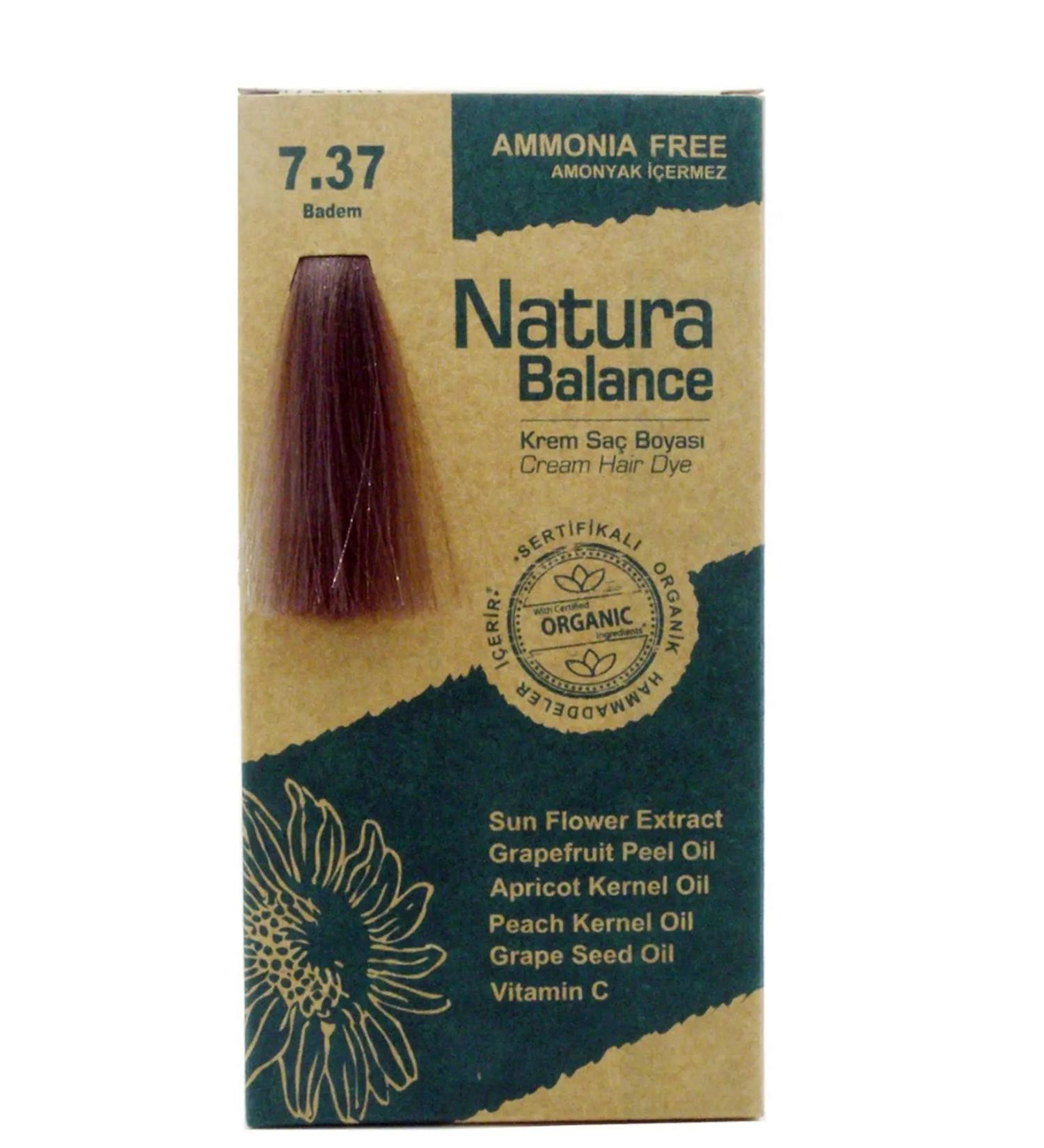 NATURABALANCE Hair Dye - Organic Certified No:7.37 Almond