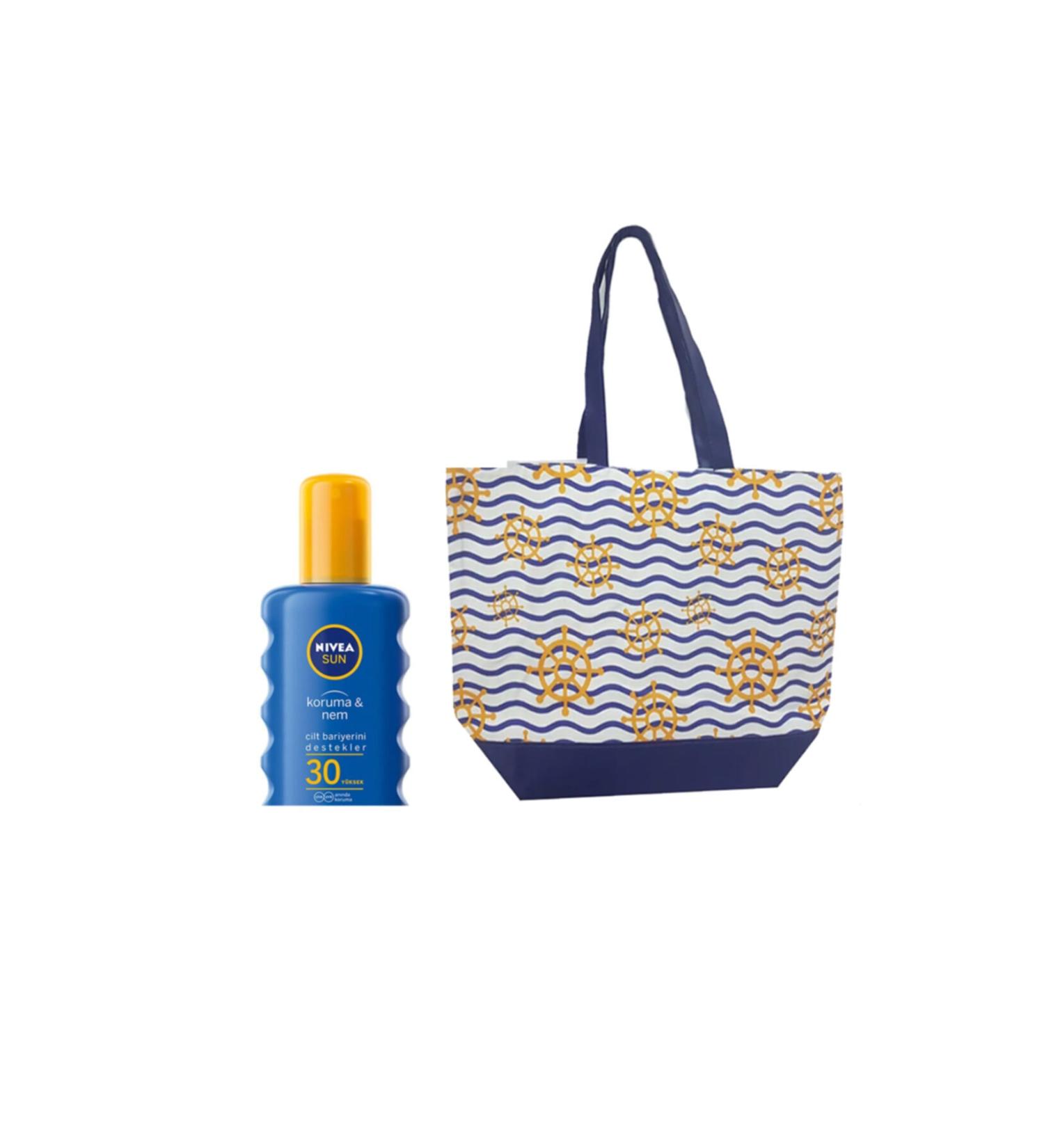 NIVEA Sun Protection & Moisture Moisturizer Gkf 30 Sun Spray 200 Ml + Beach Bag 32x45 Cm Gift
