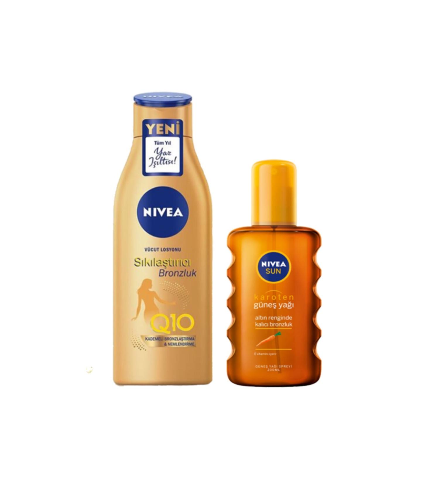 NIVEA Q10 Firming & Tanning Body Lotion 200 Ml + Carotene Sun Oil 200 Ml