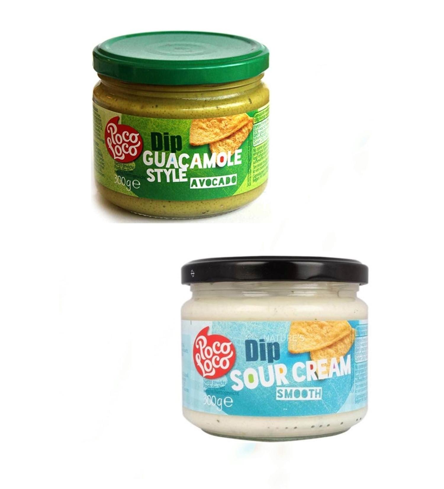 Poco Loco Guacamole (avocado) Dip Sauce & Sour Cream Salsa