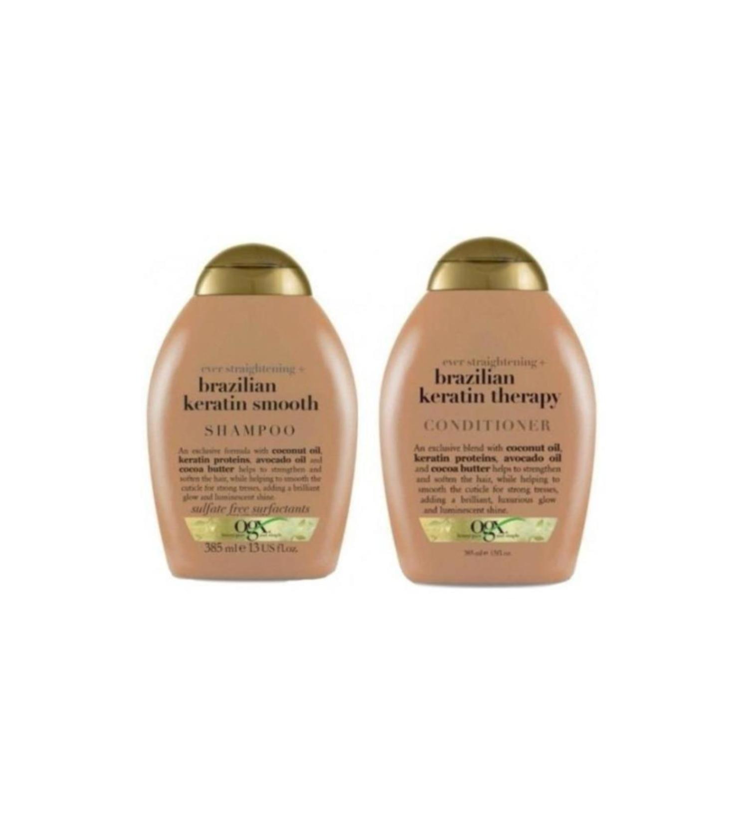 OGX Brazilian Keratin Straightening Shampoo 385 ml + Conditioner