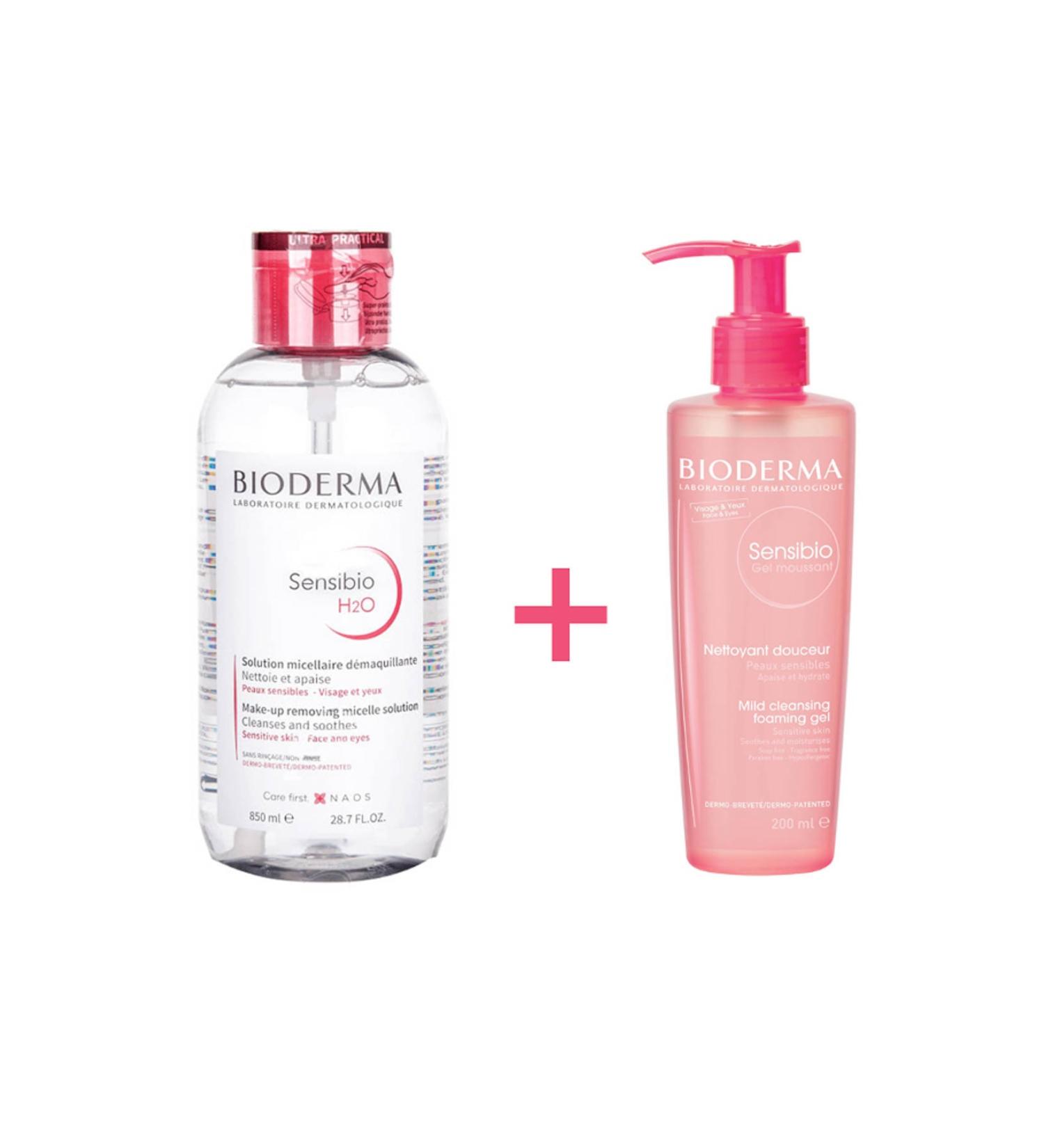 Bioderma Sensibio H2O 850 ml & Sensibio Foaming Gel 200 ml 3701129801642-F