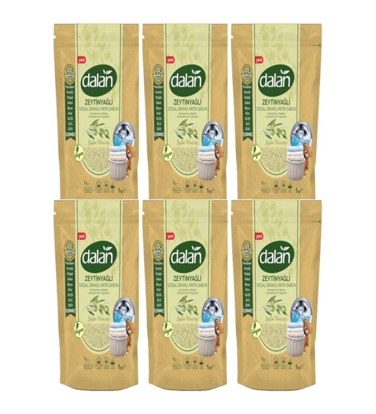 Dalan Olive Oil Natural Granule Matic Soap 1kg Economical Package of 6