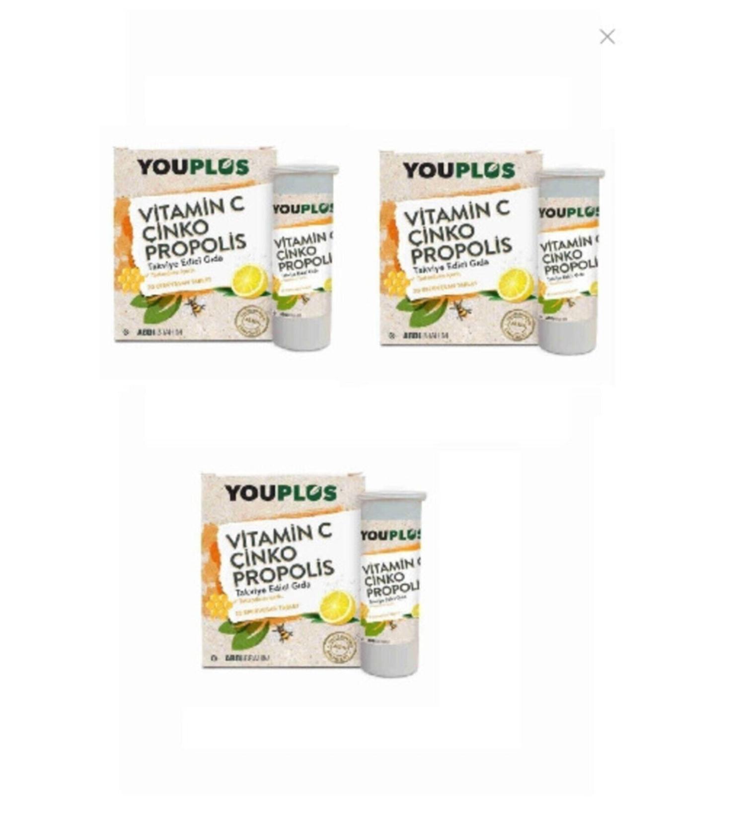 Youplus You Plus Vitamin C Zinc Propolis 20 Effervescent Tablets 3 Pack