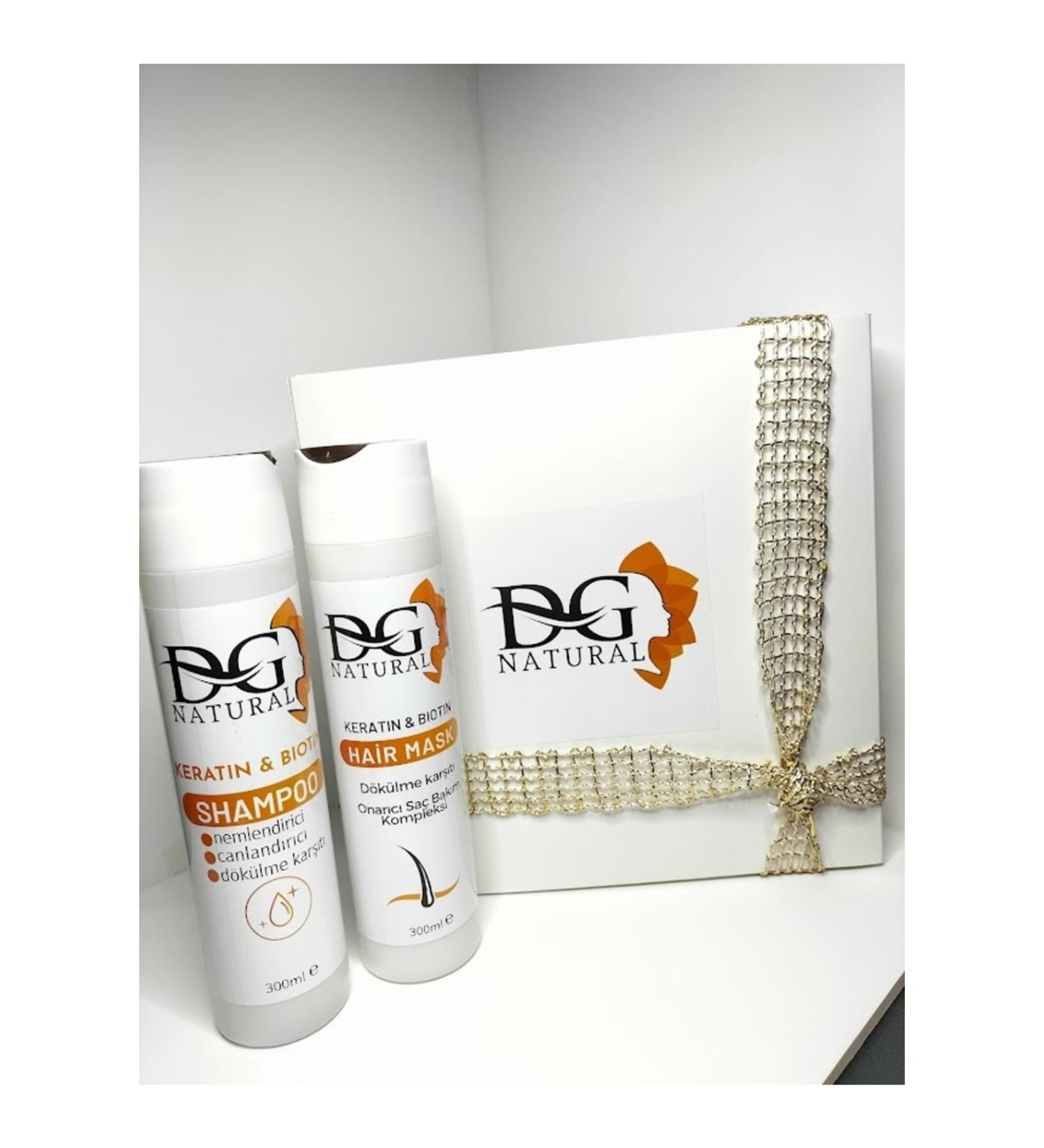 DG NATURAL Keratin & Biotin Mask and Shampoo Hair Care Set Gift Box