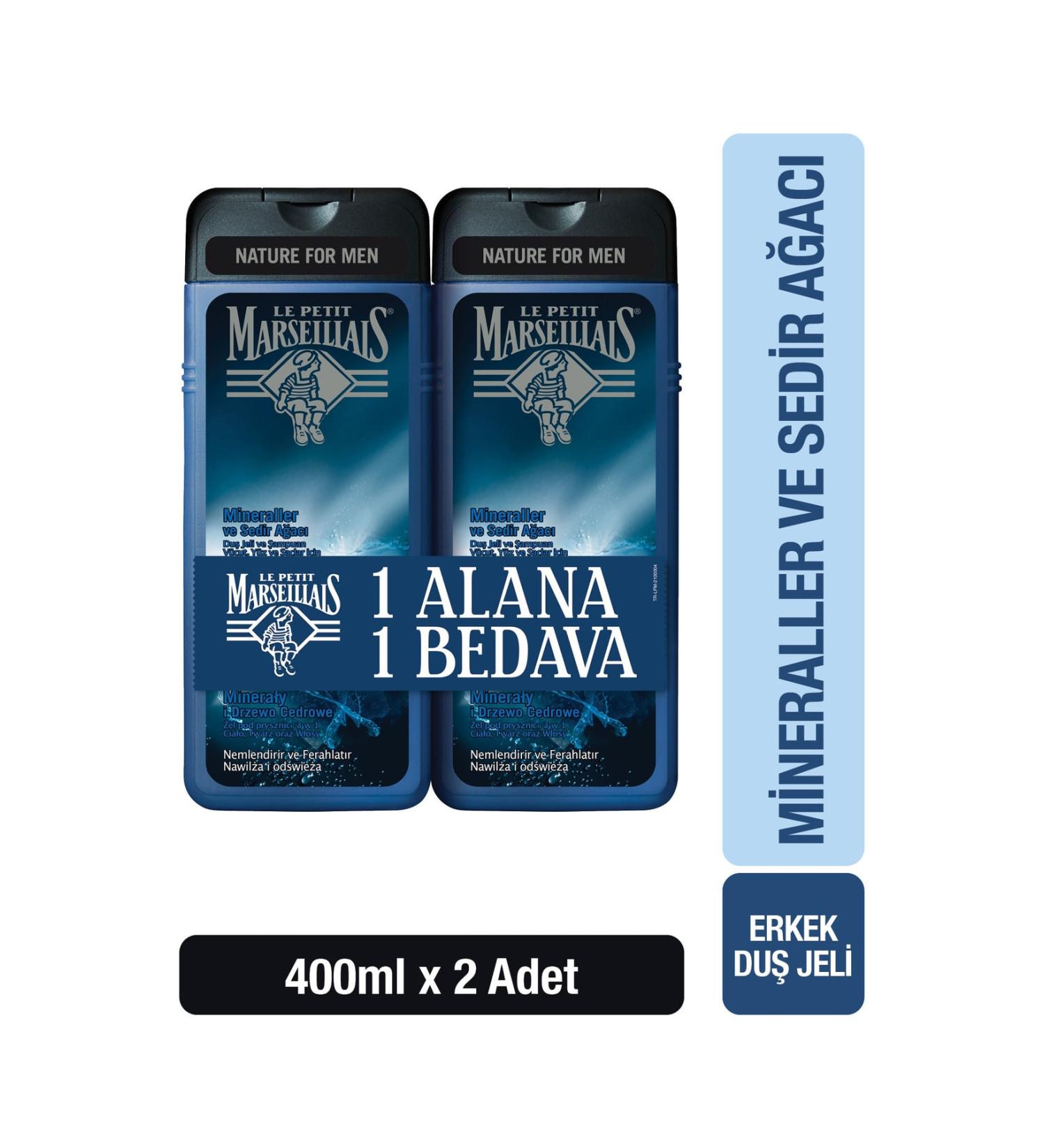 Le Petit Marseillais Lpm Men Minerals & Cedarwood Shower Gel 400ml X2