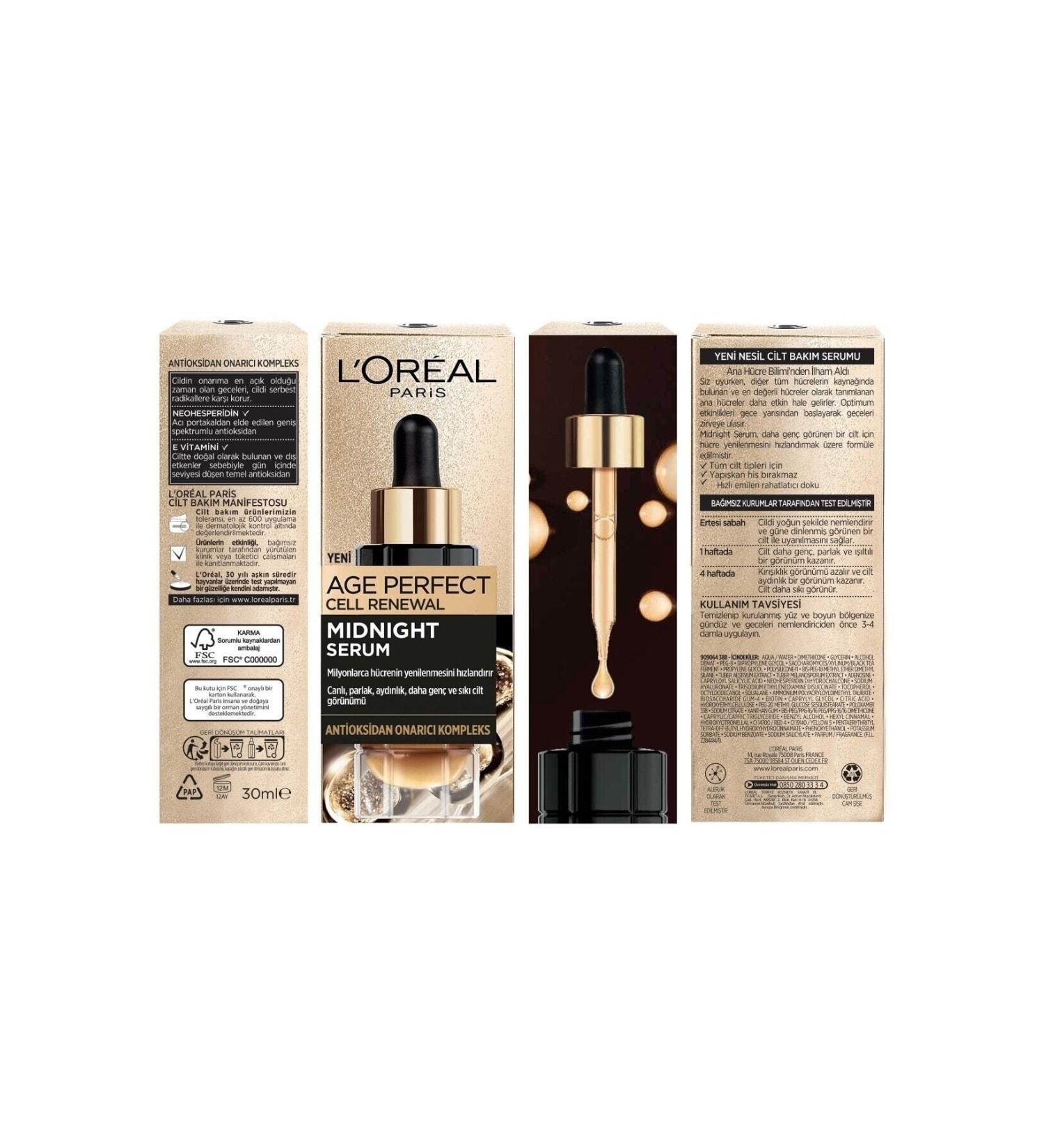 L'Oreal Paris Loreal Midnight Night Serum Skin Renewal Midnight Skin Appearance Revitalizing Effect 30ml X2 2pcs - Buy Online on GoSupps.com