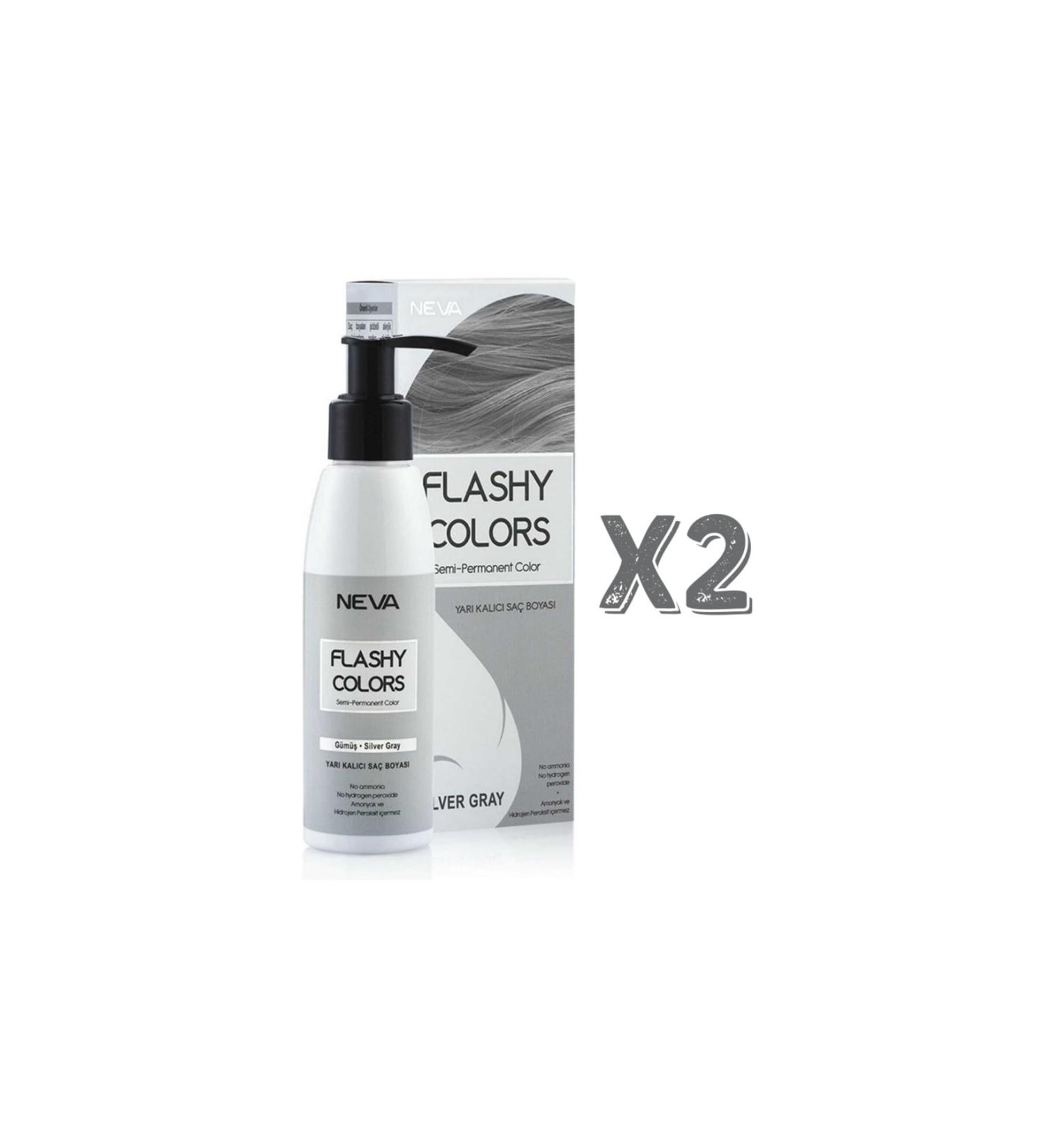Flashy Colors Neva Semi Permanent Hair Dye 100 Ml Silver 2 Pieces - Buy Online on GoSupps.com