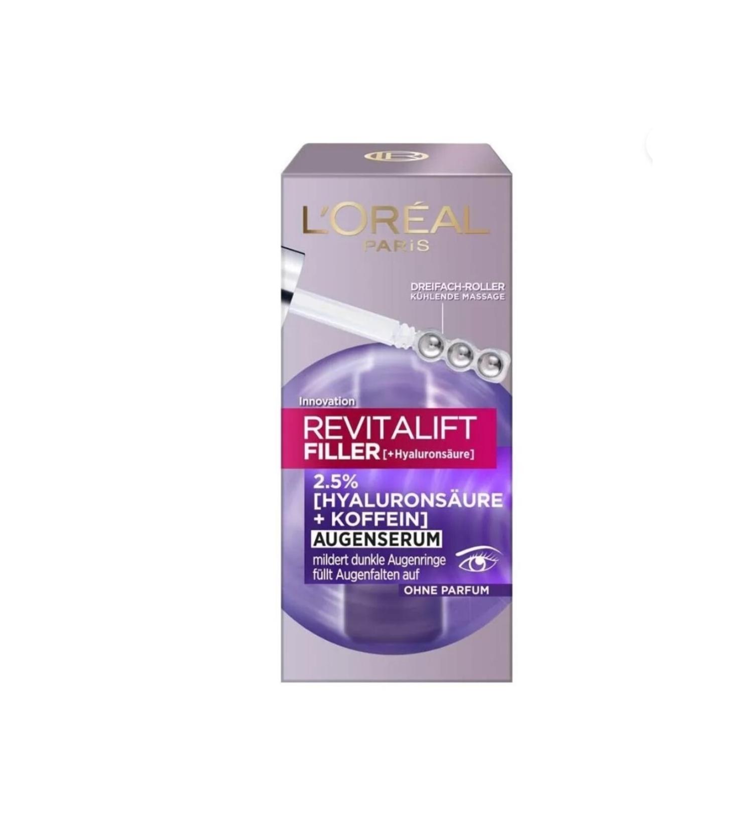 L'Oreal Paris - Eye Serum Revitalift Filler 2.5% Hyaluronic Acid + Caffeine - Buy Online on GoSupps.com