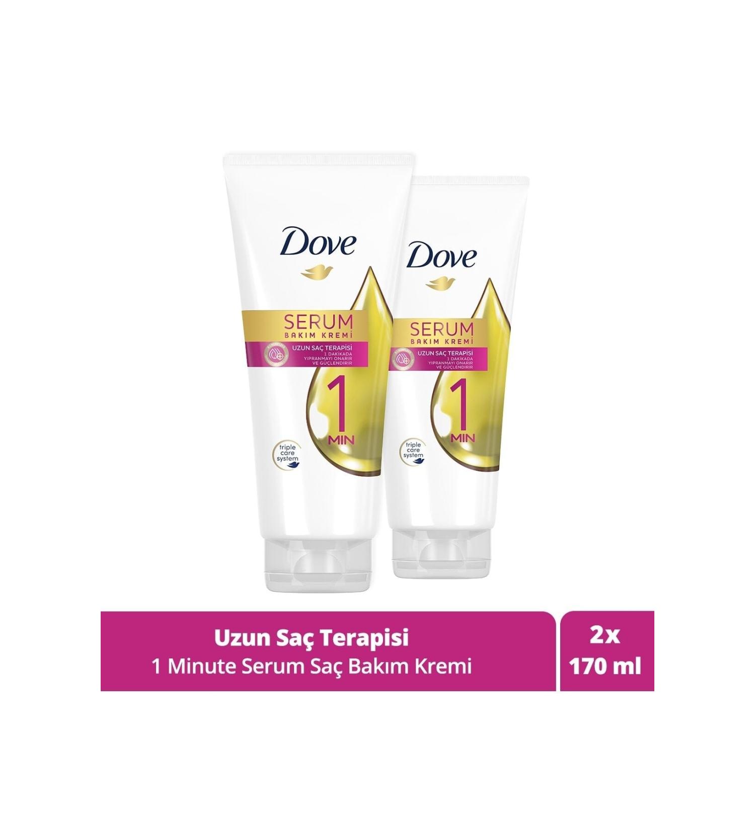 Dove 1 Minute Serum Hair Care Cream Long Hair Therapy 170 Ml X2 Pieces