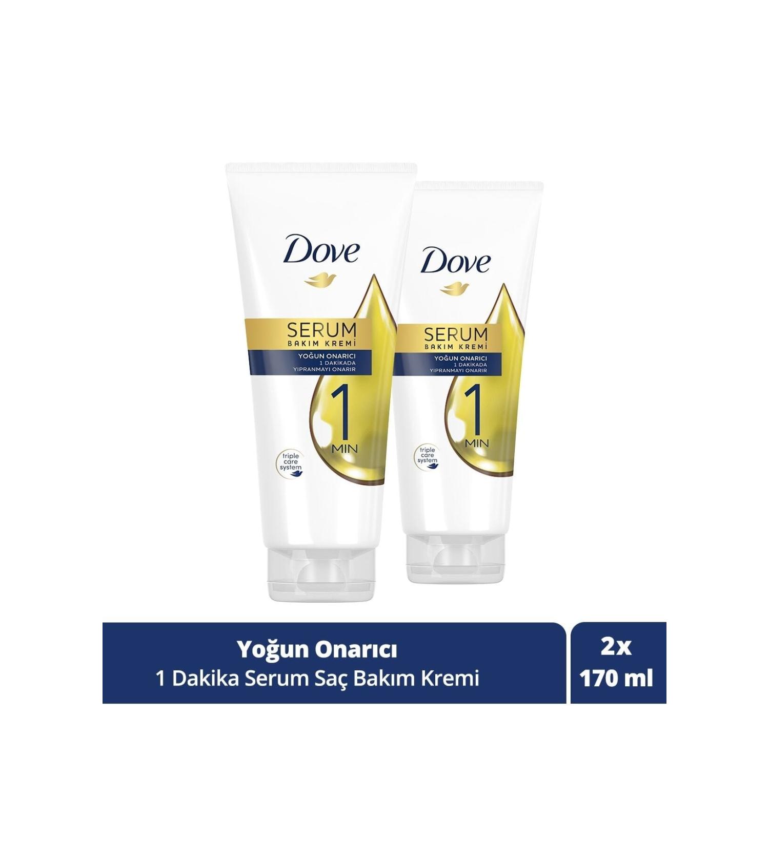 Dove 1 Minute Serum Hair Care Conditioner Intensive Repair 170 Ml X2 Pieces