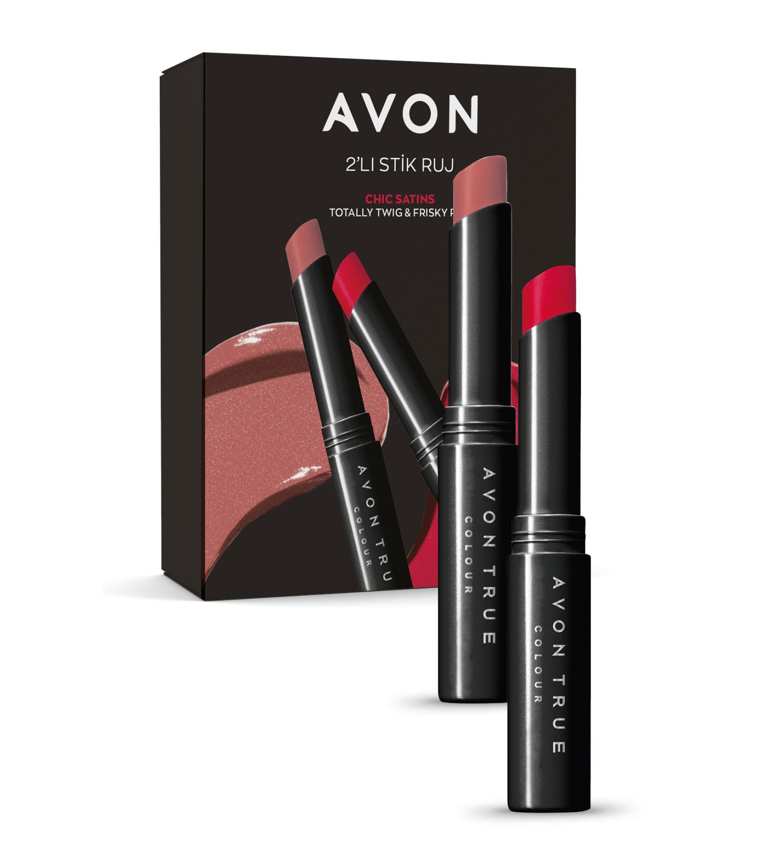 Avon 2-Piece Lip Stylo Set (CH C SAT NS) Totaly Twig and Frisky Red - Buy Online on GoSupps.com
