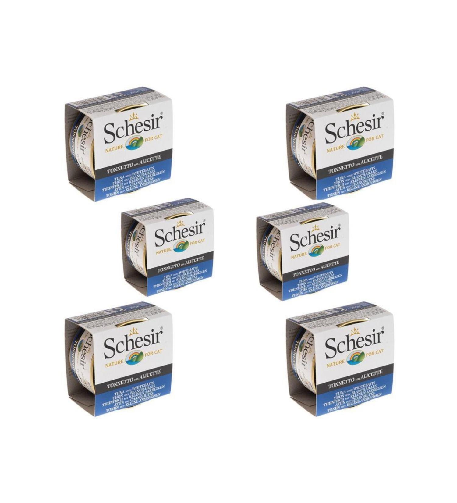 Schesir Canned Tuna and Anchovy Jelly Kitten Food 85 Gr X 6 Pieces