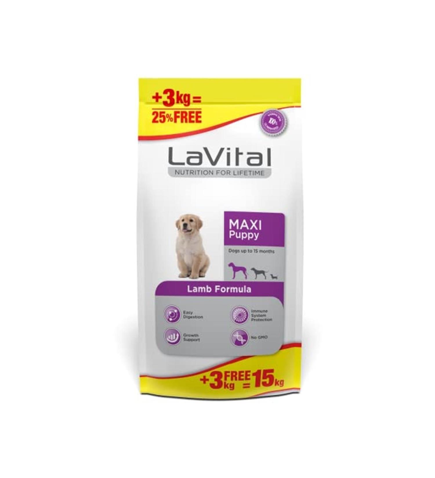 La Vital Maxi Puppy Lamb Lamb Meat Puppy Food 12+3 Kg Integrated Package
