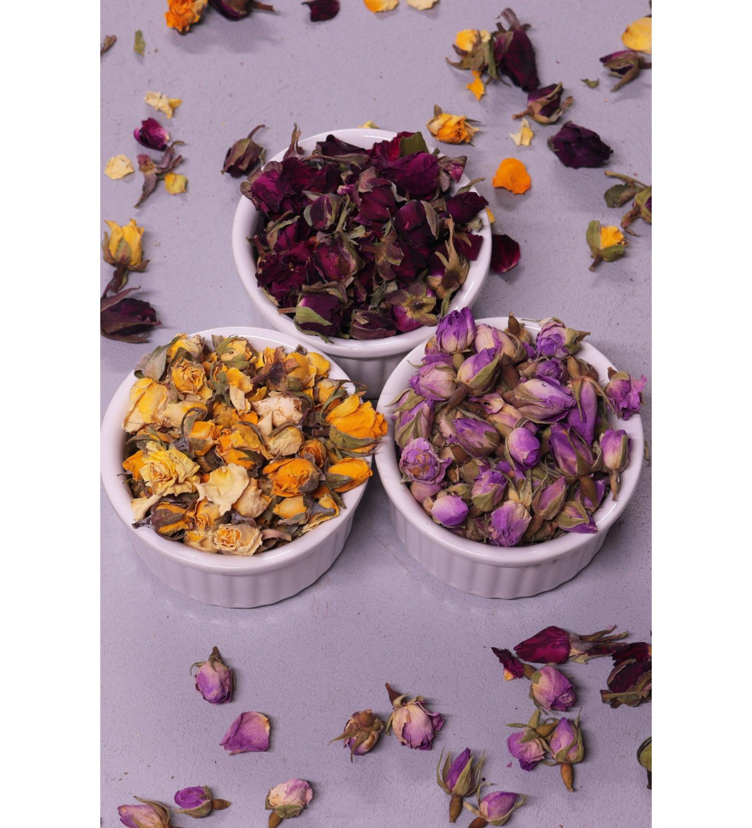 Aktarix 3-Piece Dried Rose Bud Set 250 'Each Gr (Pink Yellow Red) Total 750 Gr