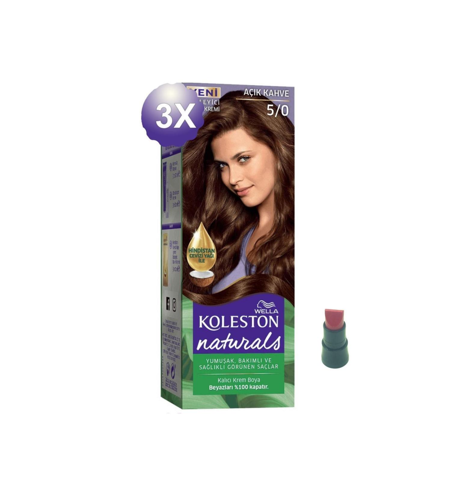 Wella Naturals Light Brown Hair Dye 5.0 X 3 Pieces