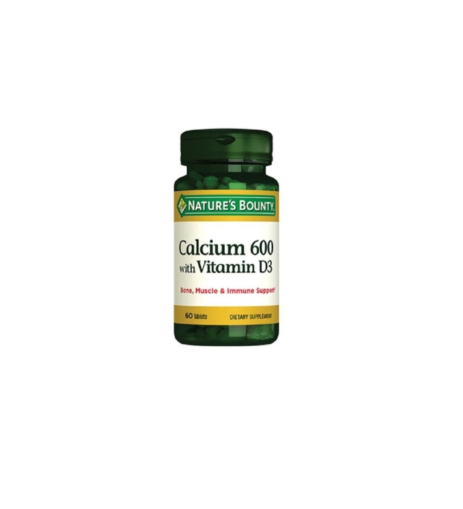 Natures Bounty Calcium 600 With Vitamin D3 60 Tablets