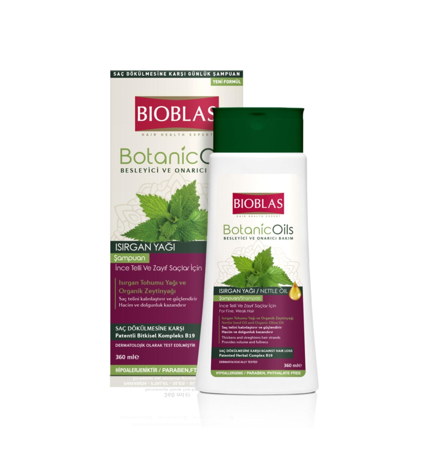 Bioblas Botanic Oils Nettle Oil Shampoo 360 Ml - Nettle Oil Shampoo for Thin and Weak Hair