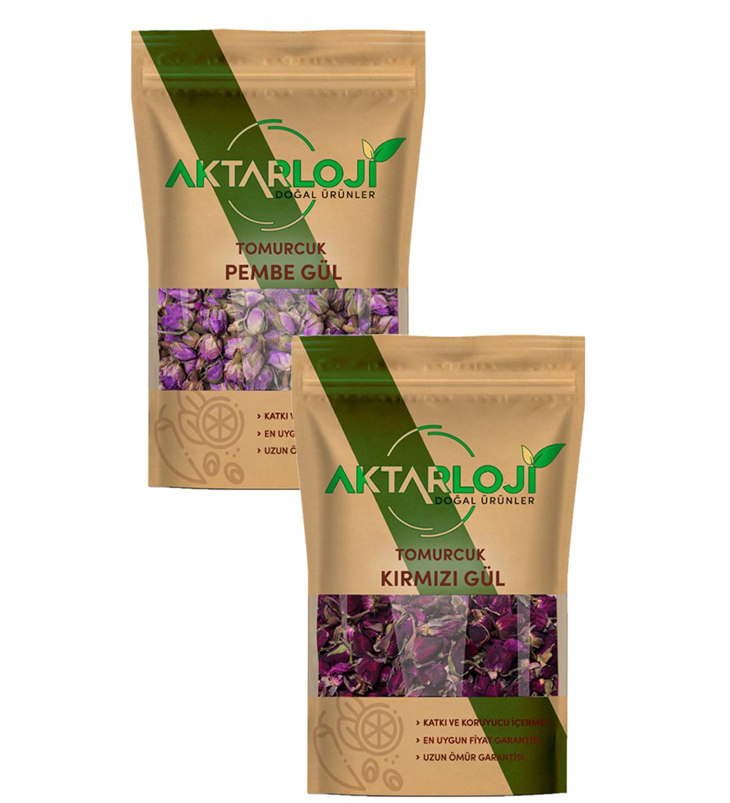 Aktarloji 2-Piece Bud Rose Dried 250 Gr Red 250 Gr Pink Total 500 Gr