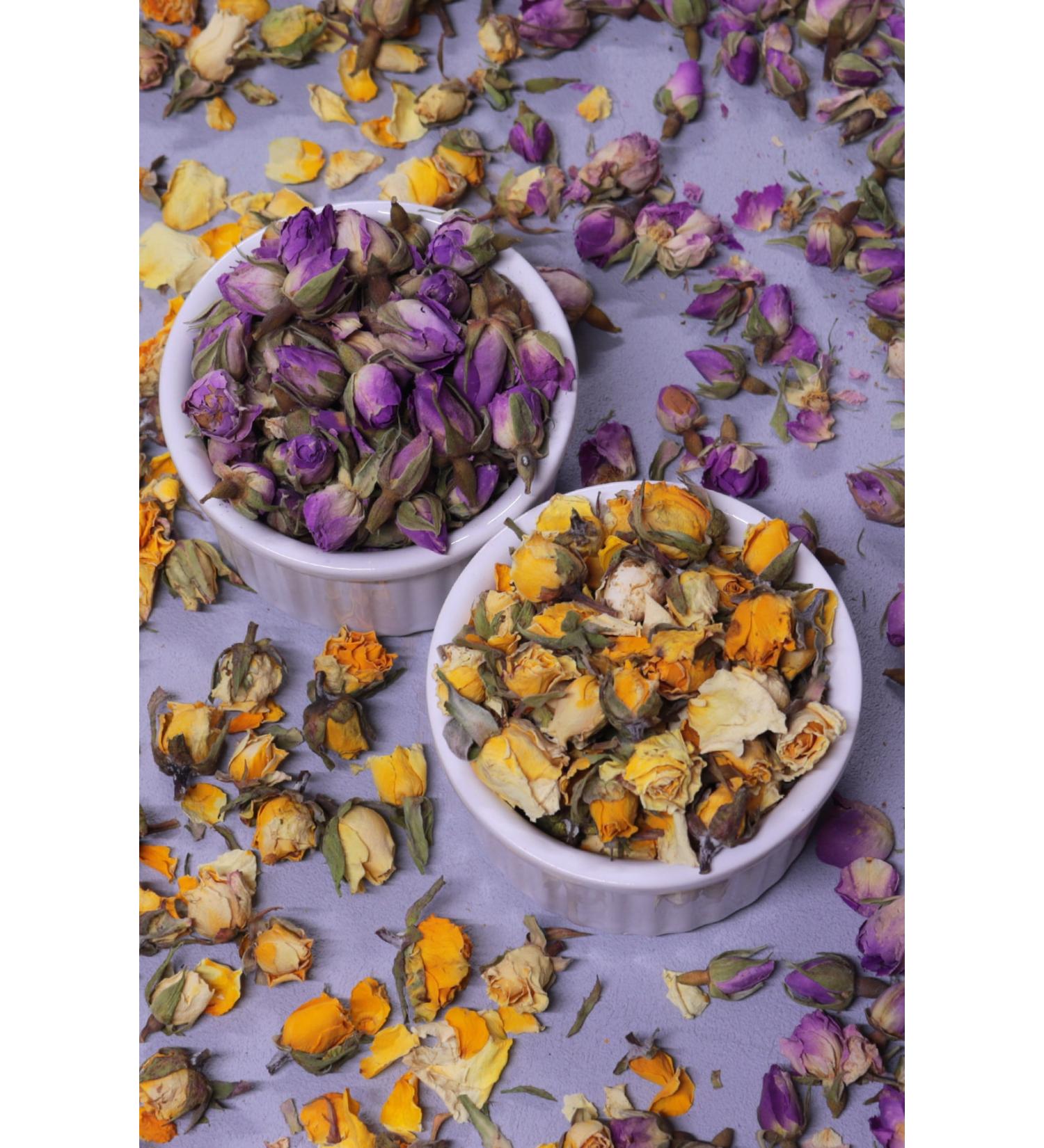 Aktarix 2-Piece Bud Rose Dried 500 Gr Yellow 500 Gr Pink Total 1 Kg