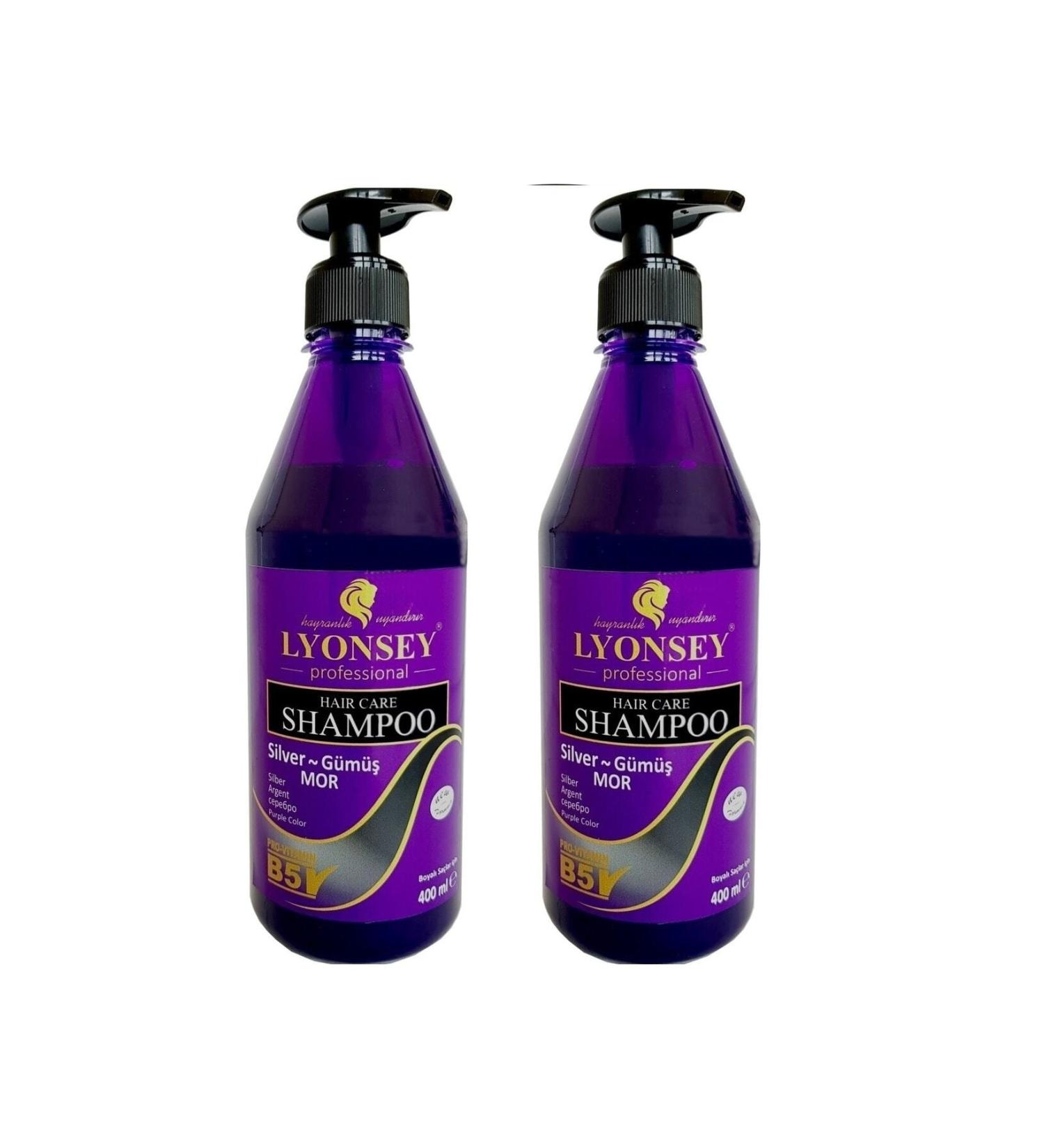 Lyonsey Silver-silver-purple Shampoo 500 ml 2 Pieces For Dyed and Heavily Processed Hair