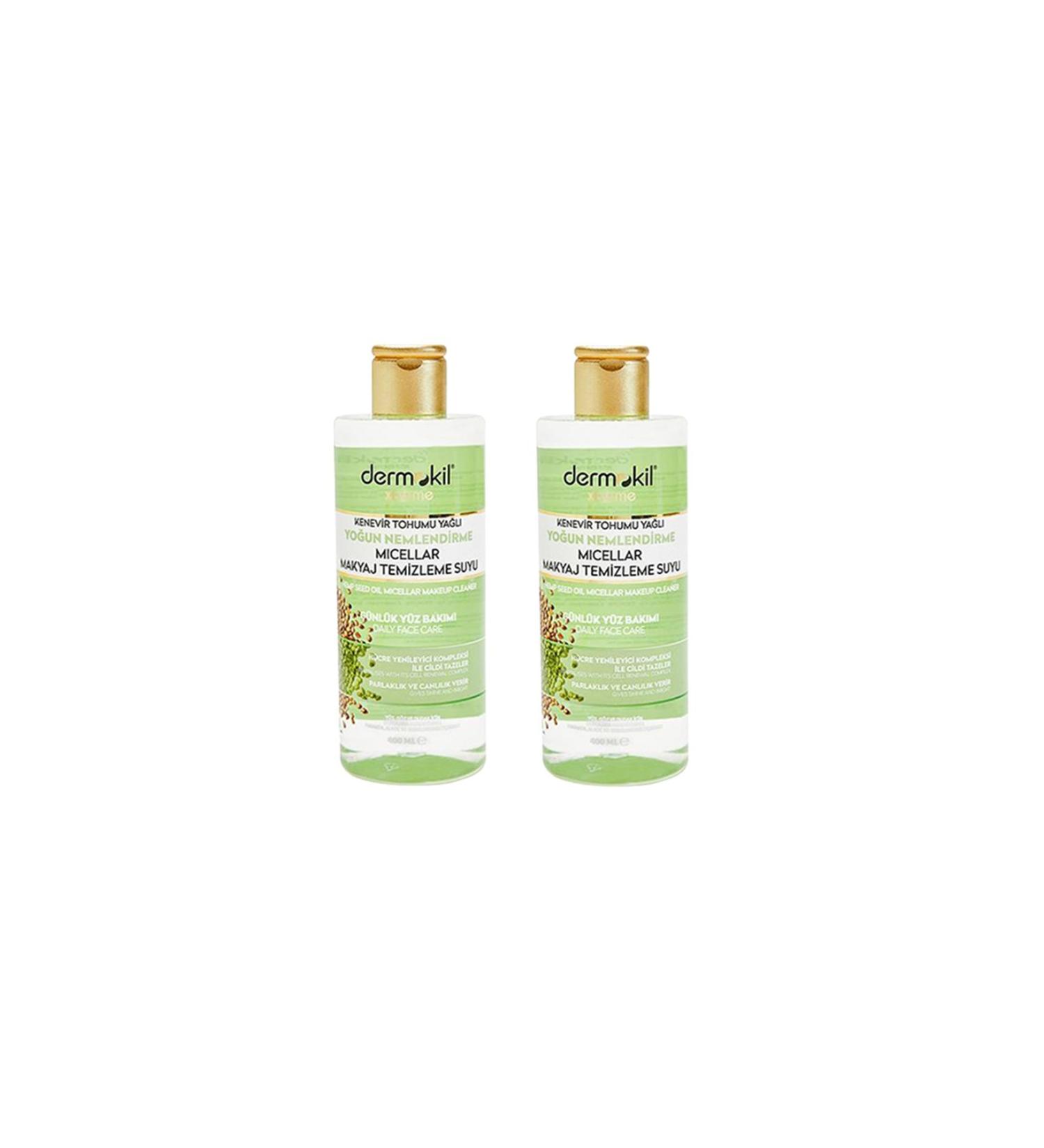 Dermokil Hemp Seed Oil Intensive Moisturizing Micellar Makeup Remover Water 400 Ml X 2 Pieces