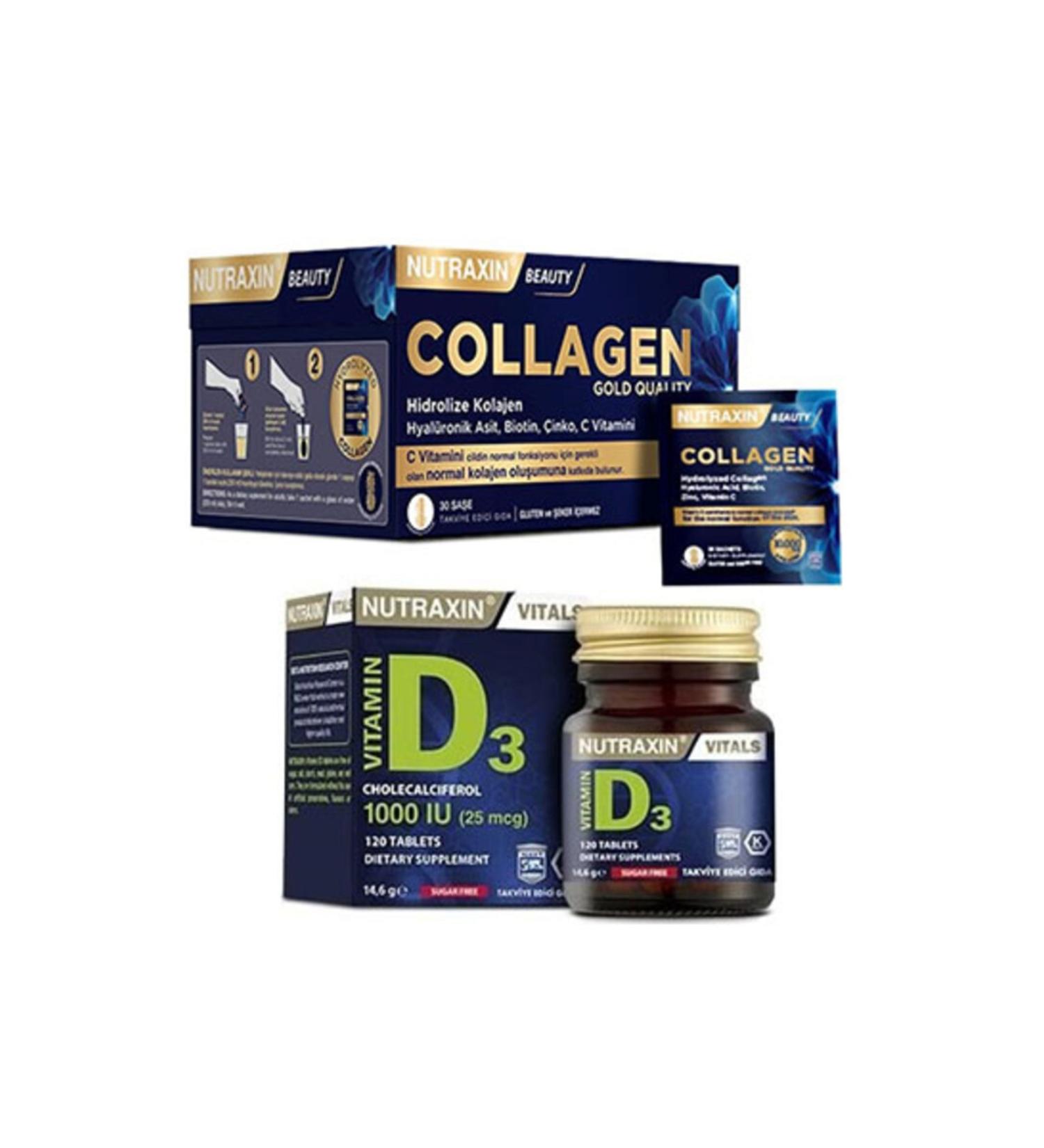 Nutraxin Beauty Collagen 30 Sachet & Vitamin D3 Tablet