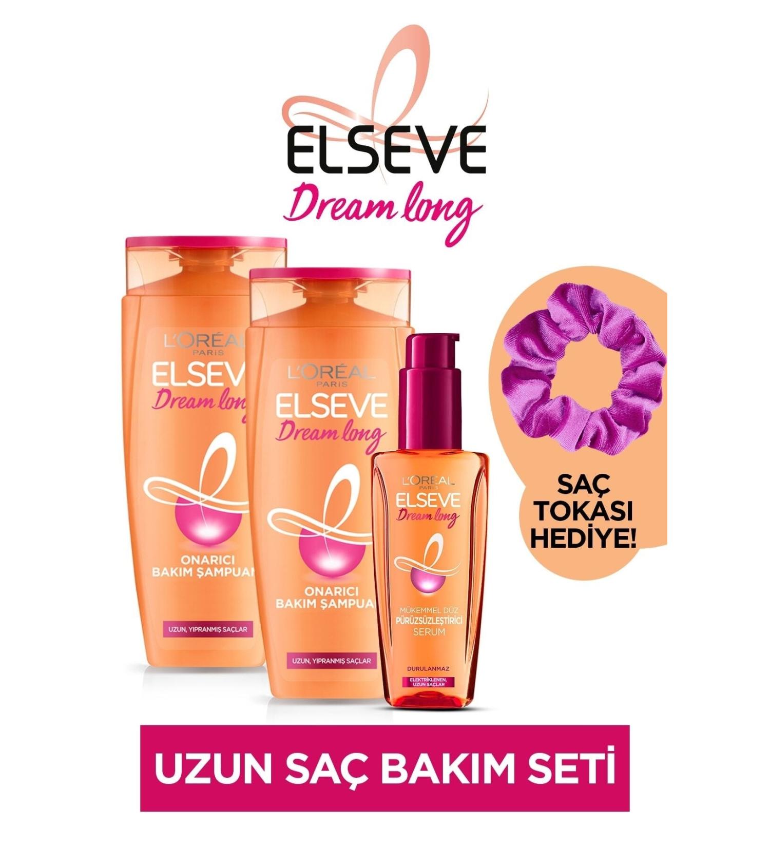Elseve Dream Long Repair Care Shampoo 450 Ml X2 & Dream Long Perfect Straight Smoothing Serum