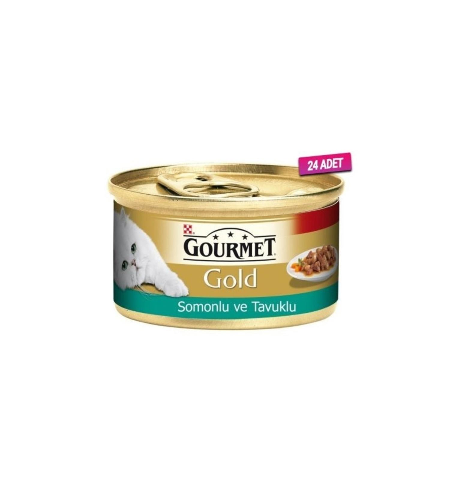 Gourmet 24 Pieces - Adult Cat Canned Food with Salmon and Chicken 85 Gr