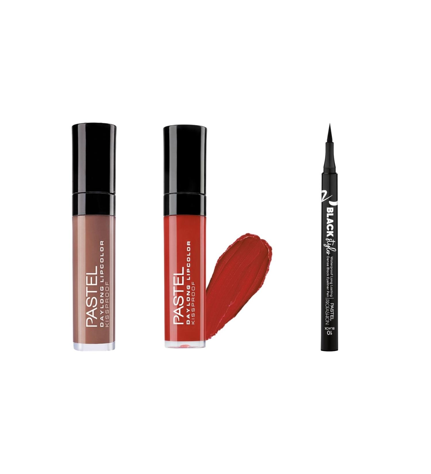 Pastel Daylong Matte Liquid Lipstick 15 And New 50 + Black Styler Waterproof Dense Eyeliner Pen Black - Buy Online on GoSupps.com