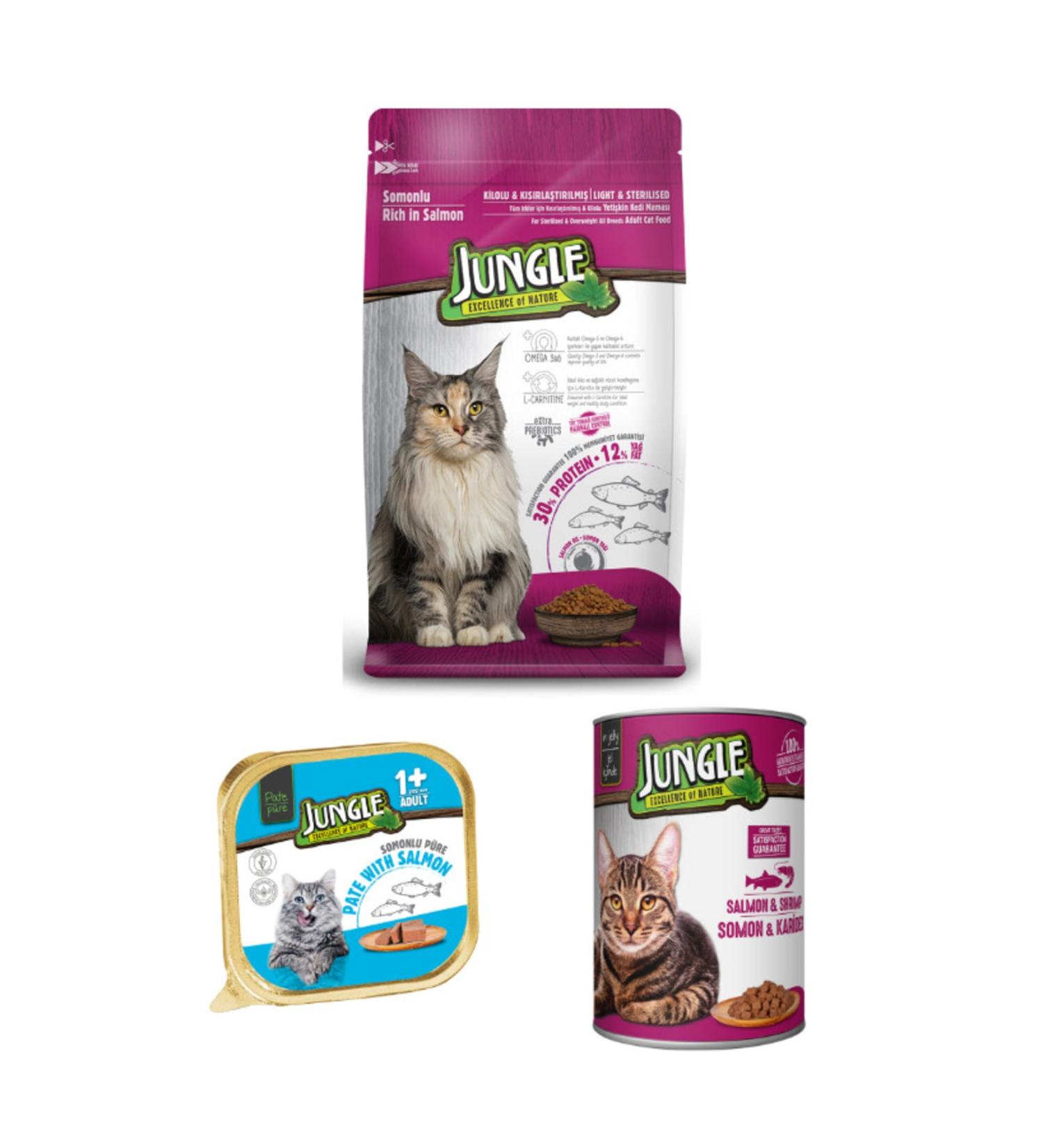 PureCanpati 1.5 Kg-Salmon Sterile.Neutered Cat Food + 415 gr Salmon-Shrimp Con. + 100g Fish Pate
