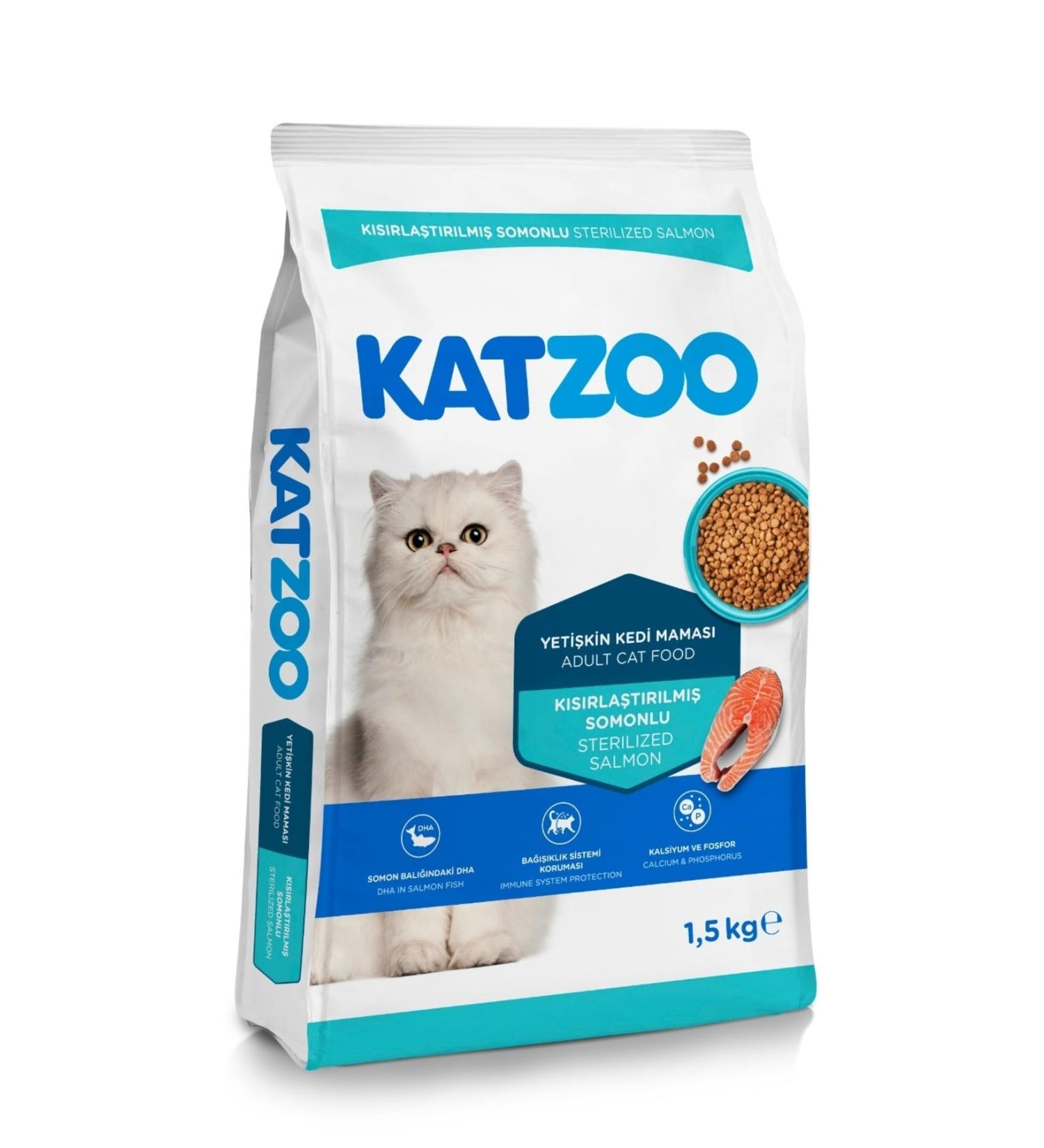 katzoo Sterilized Salmon Cat Food 1.5 Kg (12 Pieces)