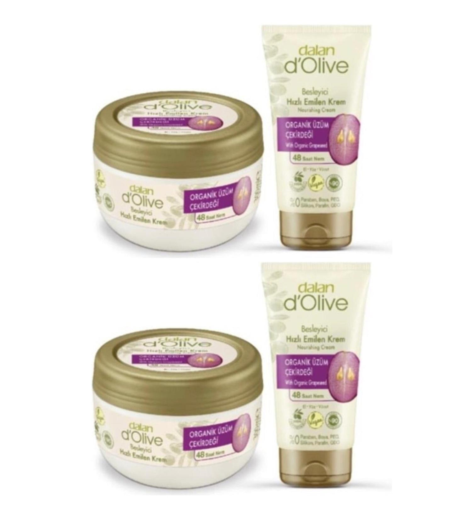 Dalan D Olive Organic Grape Seed Care Cream 2 X 300 Ml + Grape Seed Care Cream 2 X 6 - Buy Online on GoSupps.com