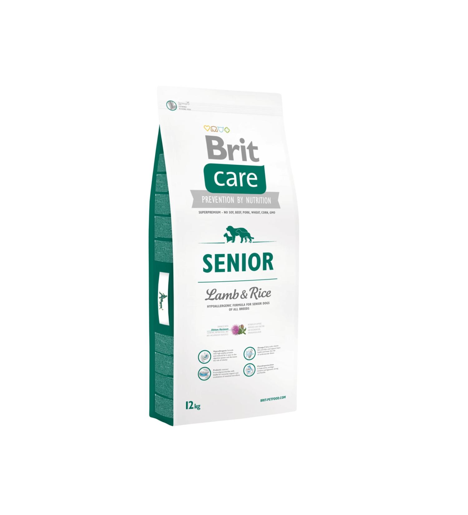 Brit Care Senior Hypoallergenic Lamb and Rice Formula Dog Food for Old Dogs 12 Kg