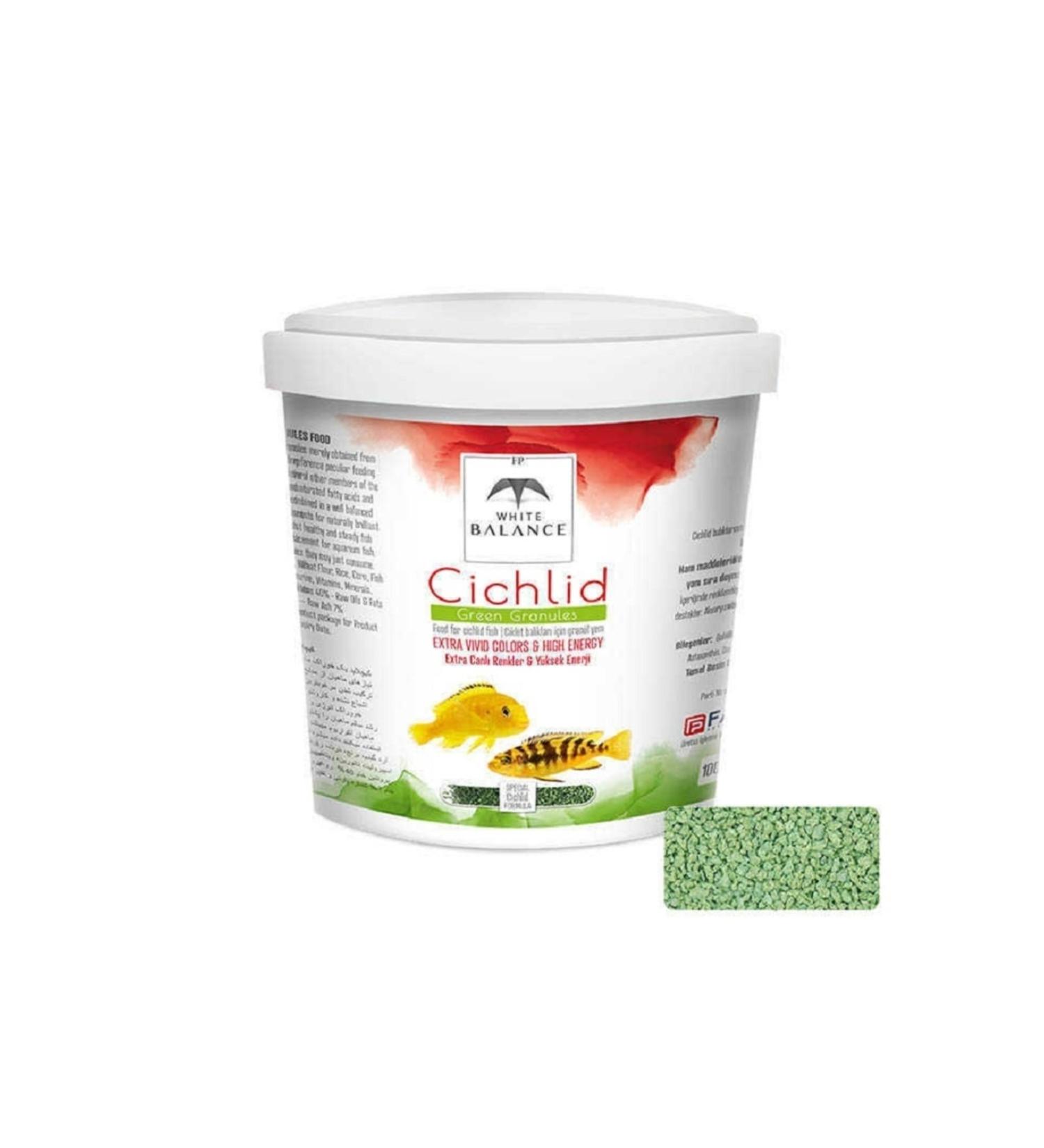 White Balance Cichlid Green Granules 200 Gram Package