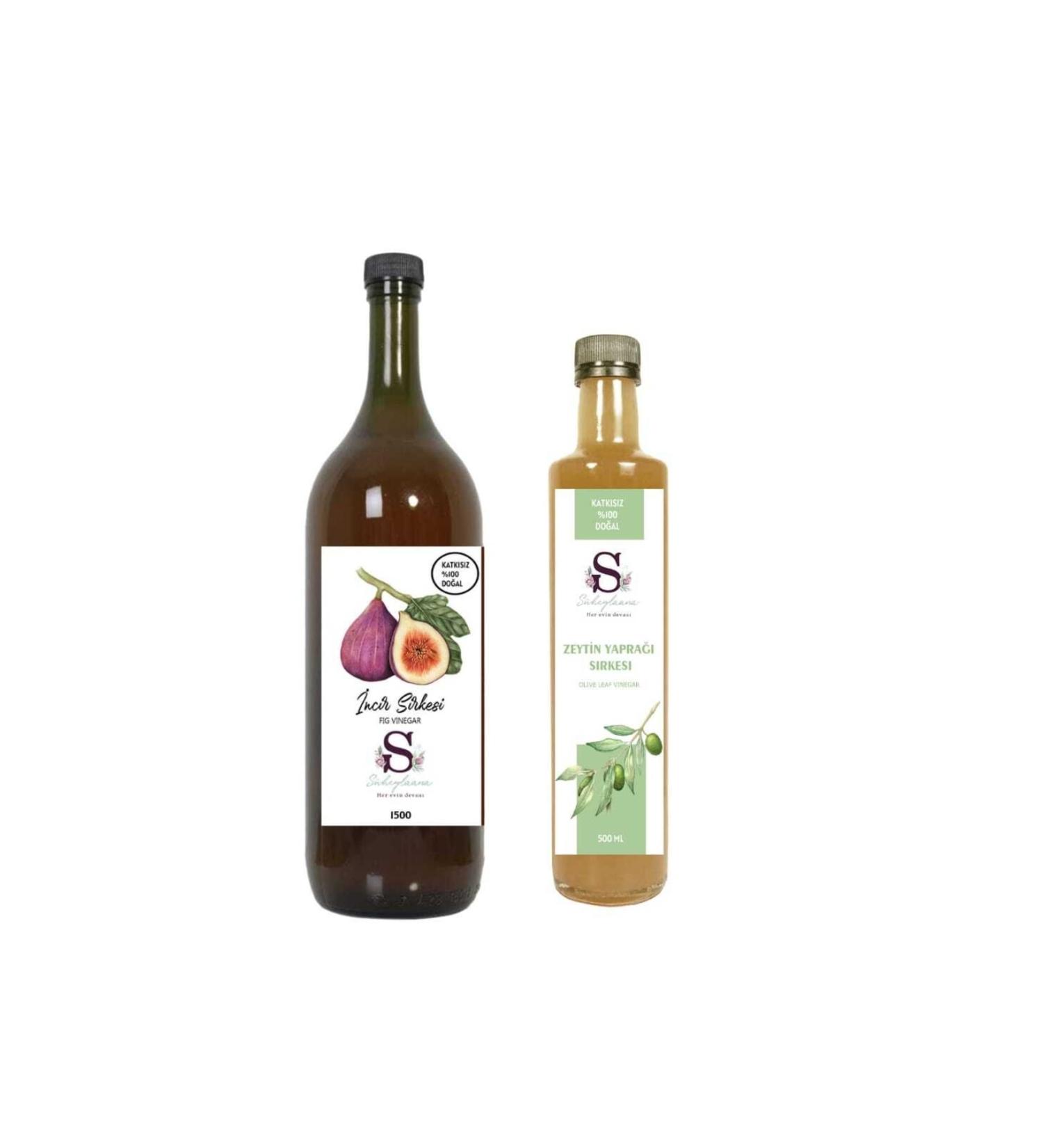 Suheylaana Natural Fig Vinegar 1500 Ml and Natural Olive Leaf Vinegar 500 Ml