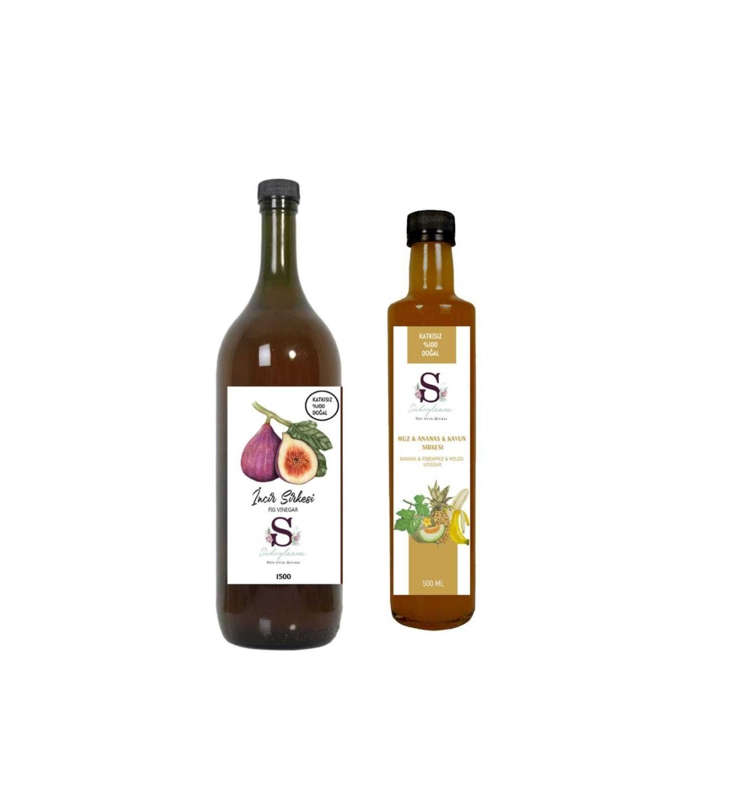 S heylaana Natural Fig Vinegar 1500 ml and Natural Banana & Pineapple & Melon Vinegar 500 ml