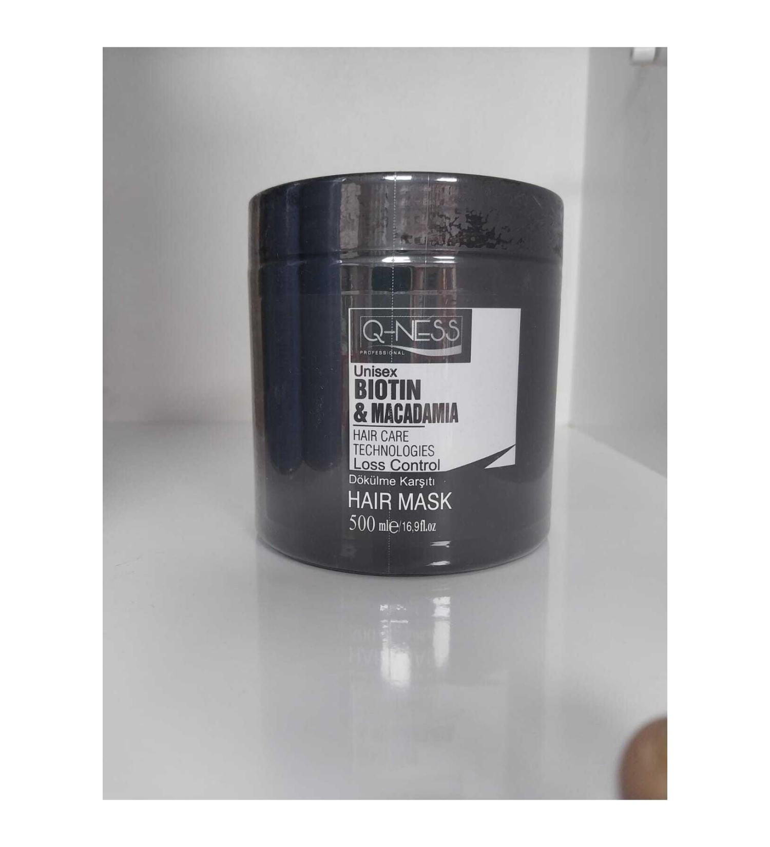Q-NESS PROFESSIONAL Unisex Biotin & Macadamia Anti-Hair Loss and Repair Mask 500 Ml