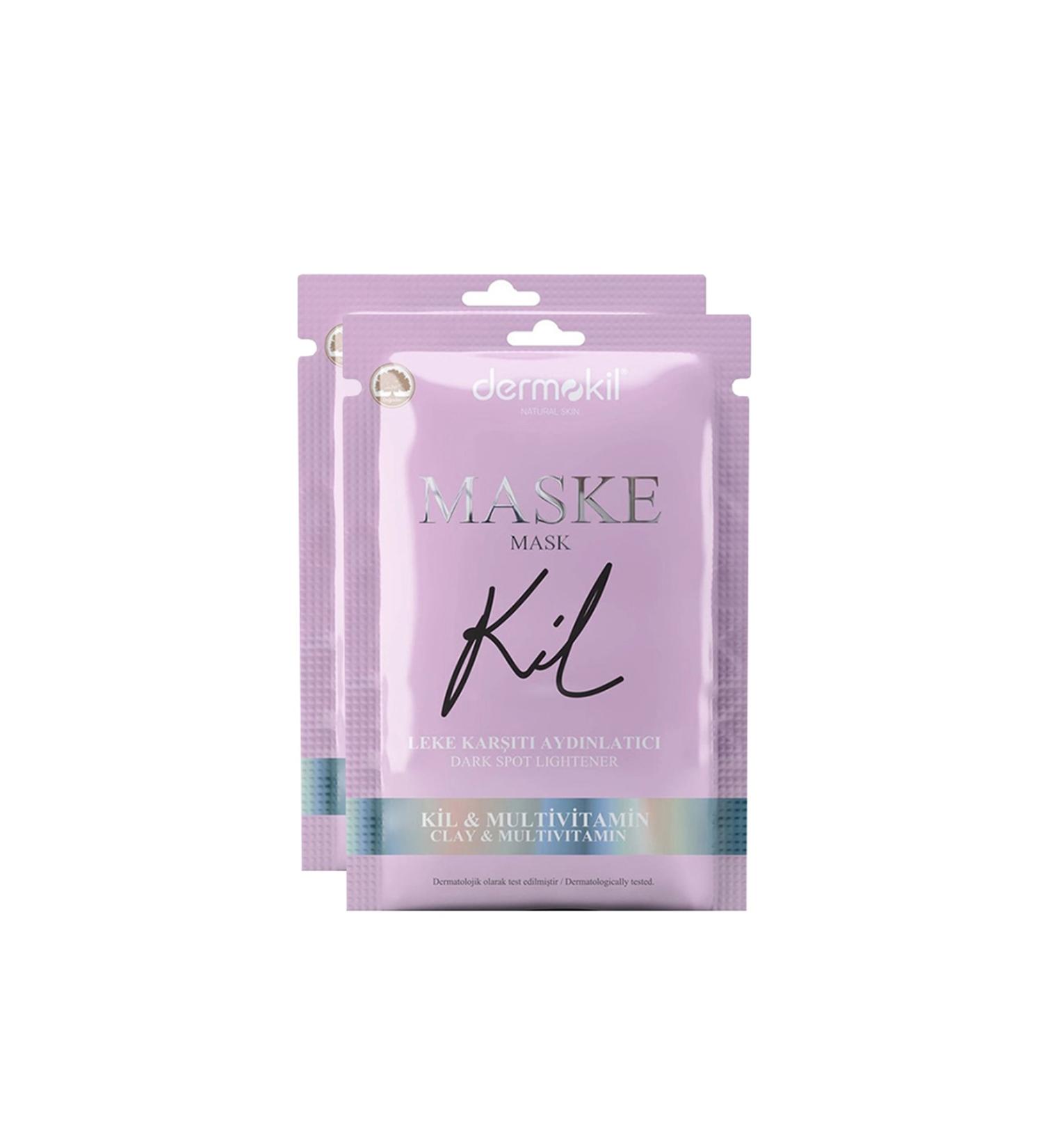 Dermokil 2 Pieces Anti-Stain Brightening Clay Multivitamin Face Mask 15 ml