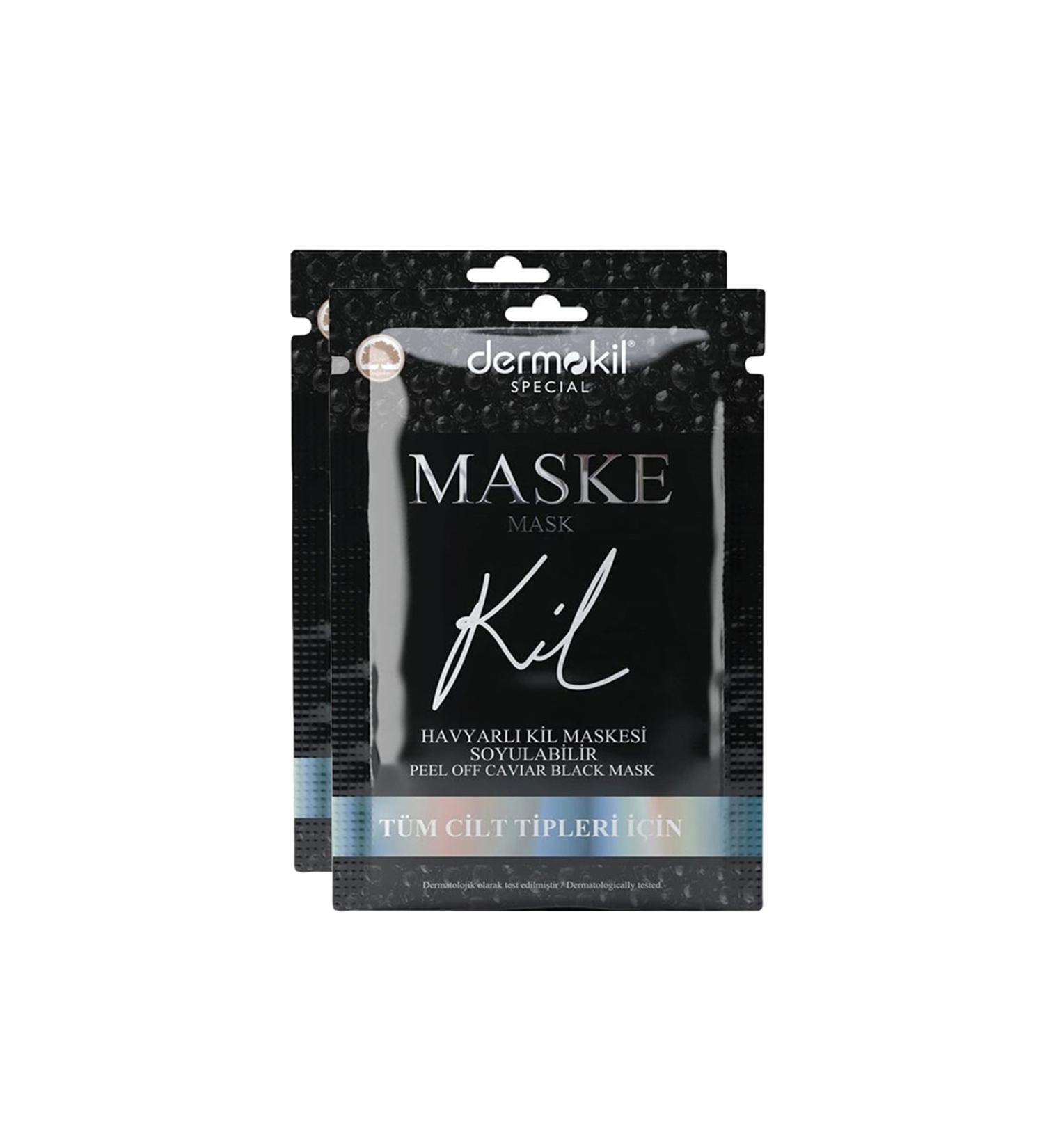 Dermokil Peelable Caviar Black Clay Face Mask For All Skin Types 15 Ml X 2 Pieces